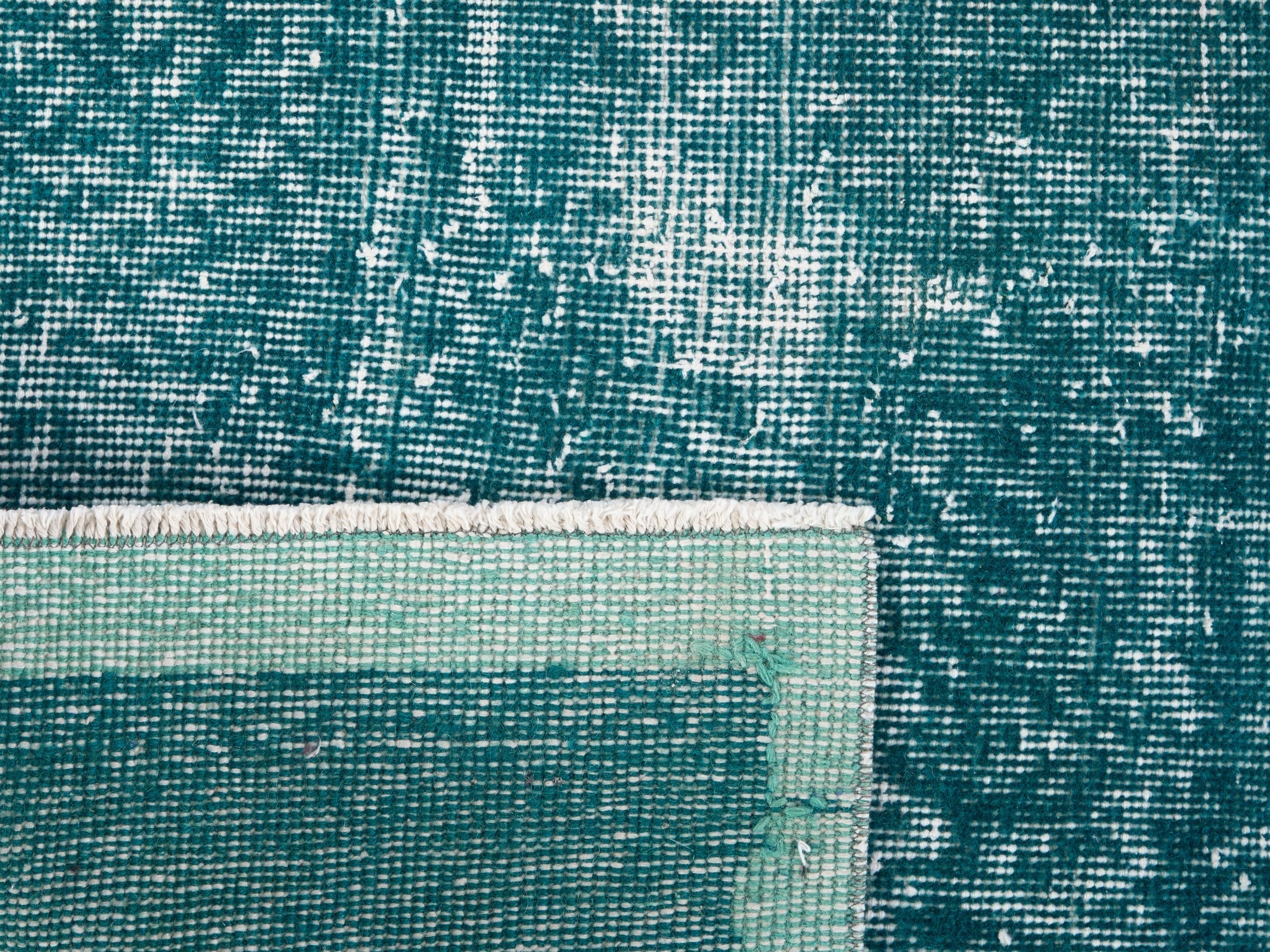 Turkish Isparta accent rug in teal and turquoise, view 9 of 9