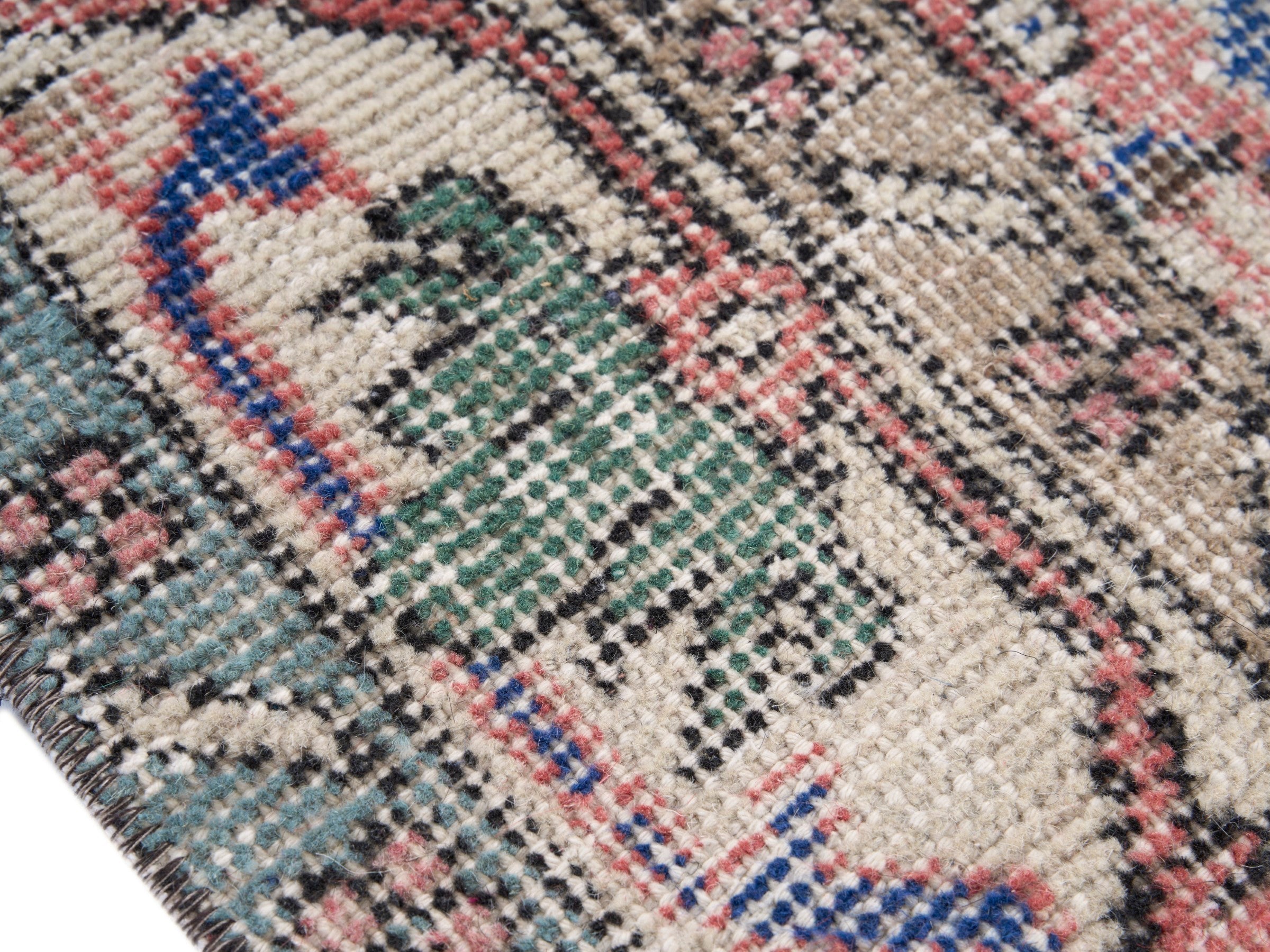 Turkish Isparta area rug in dusty rose and cream, view 6 of 10