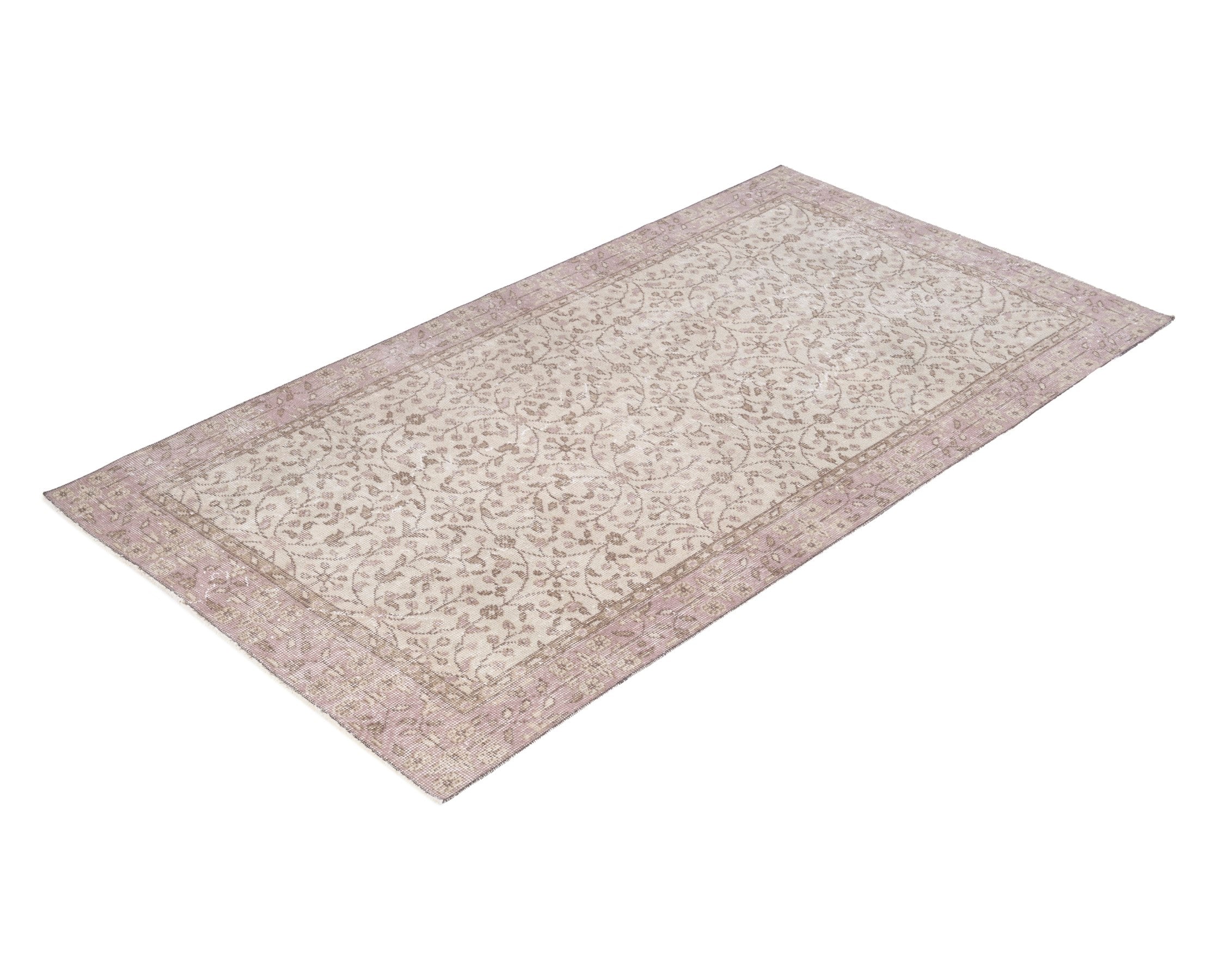 Turkish Isparta area rug in cream and muted pink, view 3 of 10