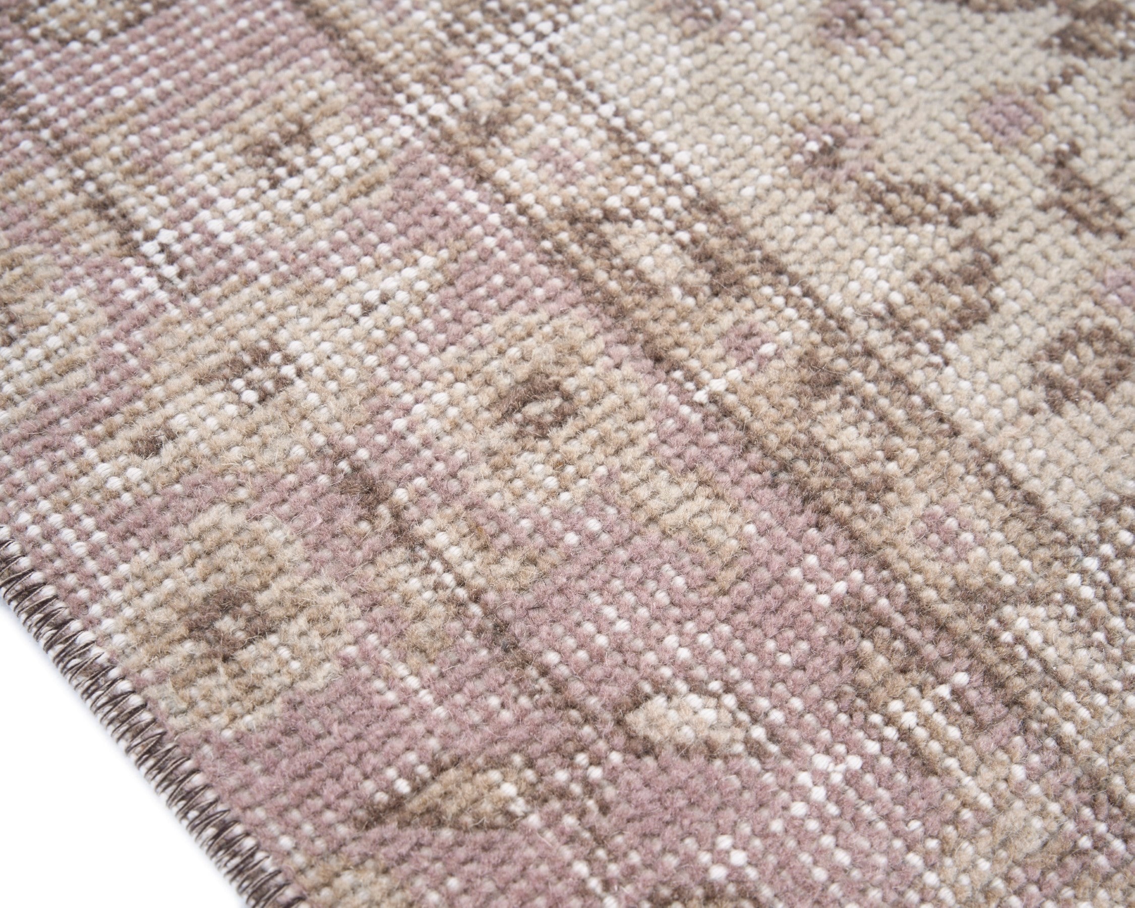 Turkish Isparta area rug in cream and muted pink, view 6 of 10