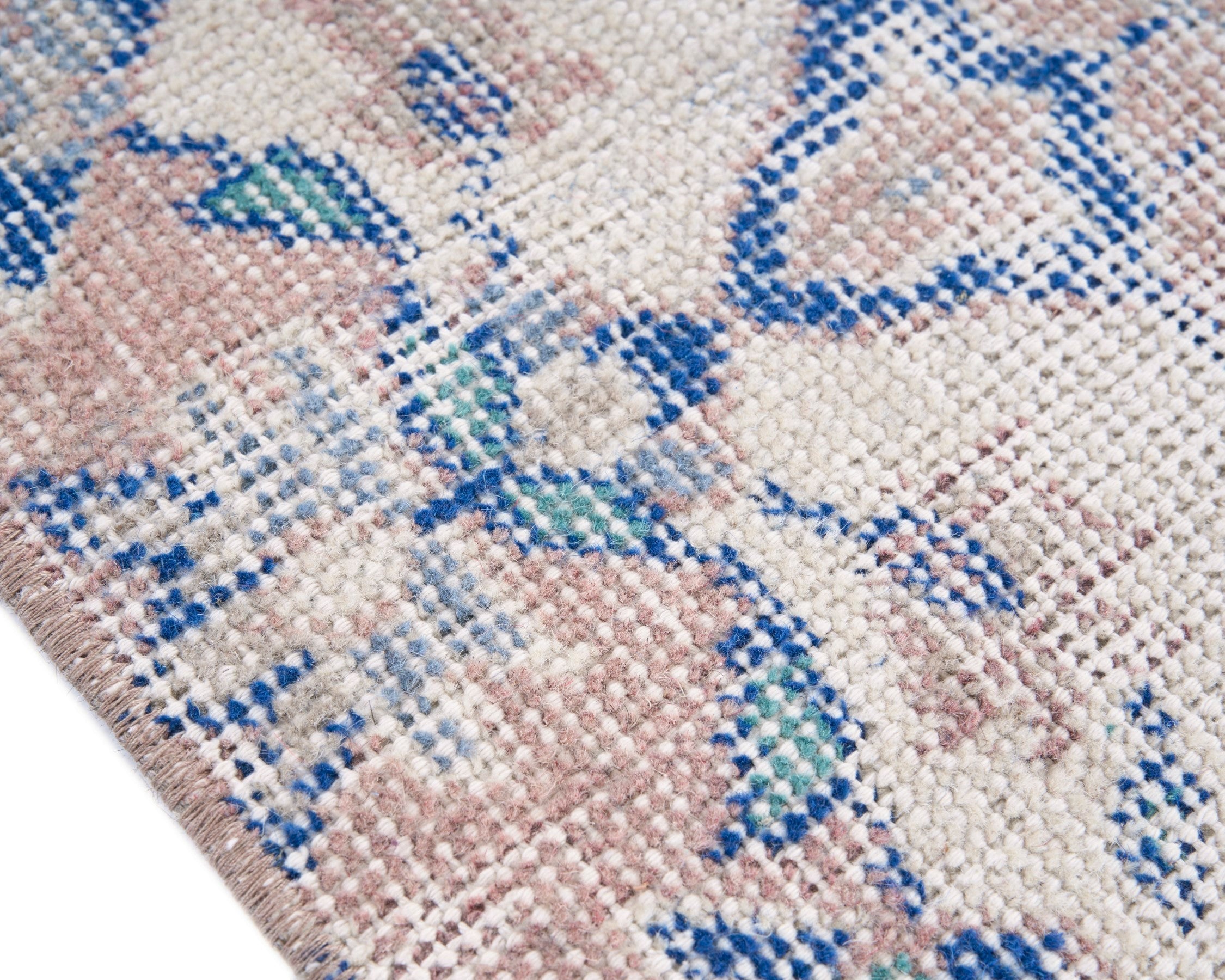 Turkish Isparta area rug in muted pink and ivory, view 6 of 10