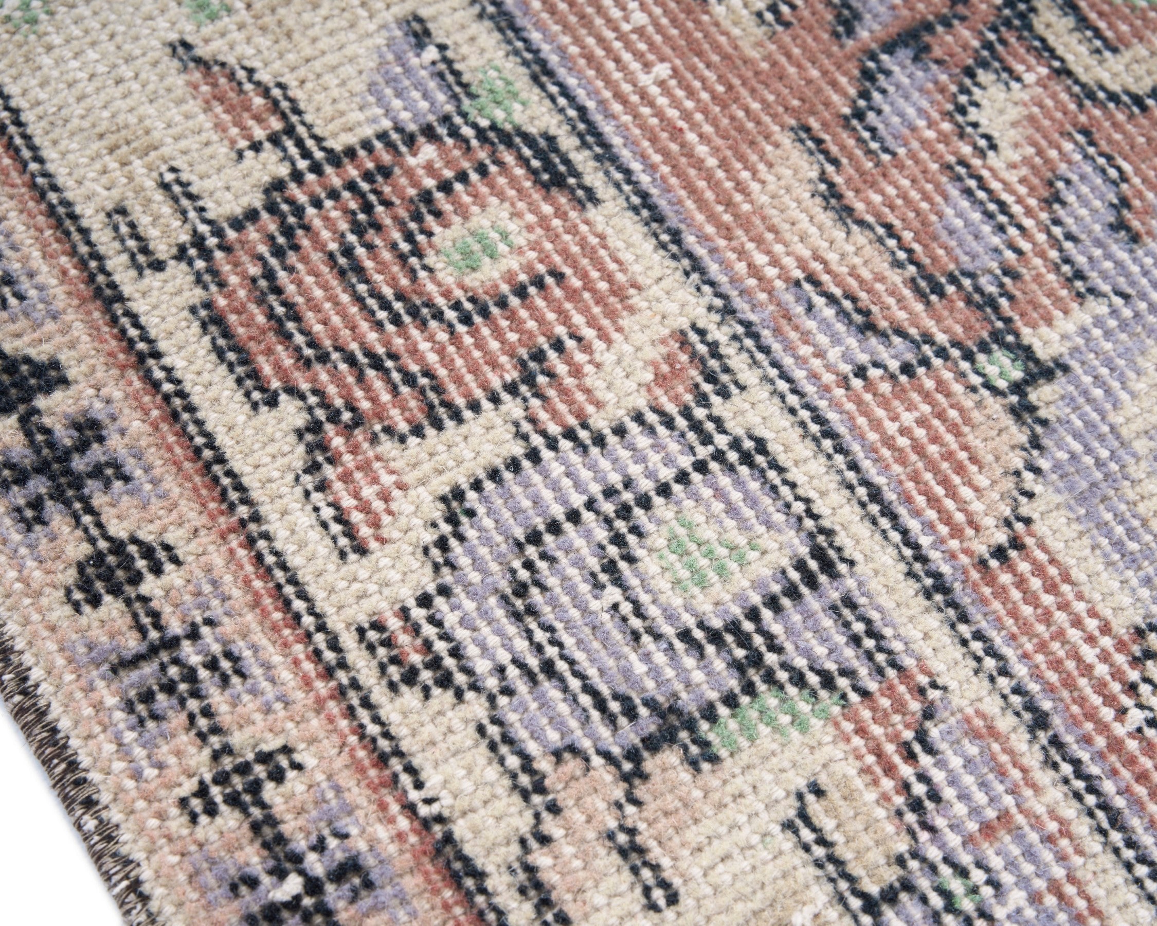 Turkish Isparta area rug in dusty rose and greige, view 6 of 10