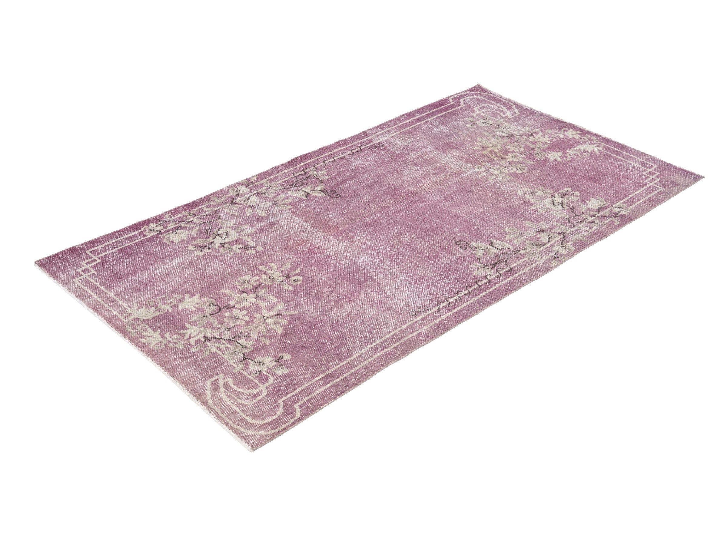 Turkish Isparta area rug in dusty rose and ivory, view 3 of 10