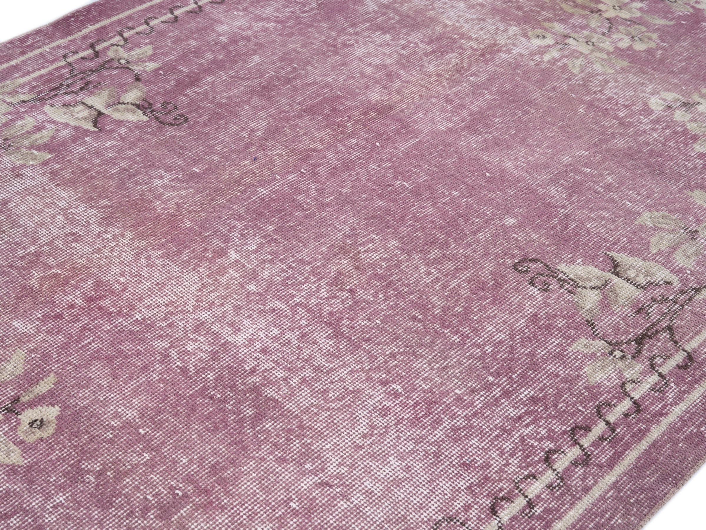 Turkish Isparta area rug in dusty rose and ivory, view 5 of 10