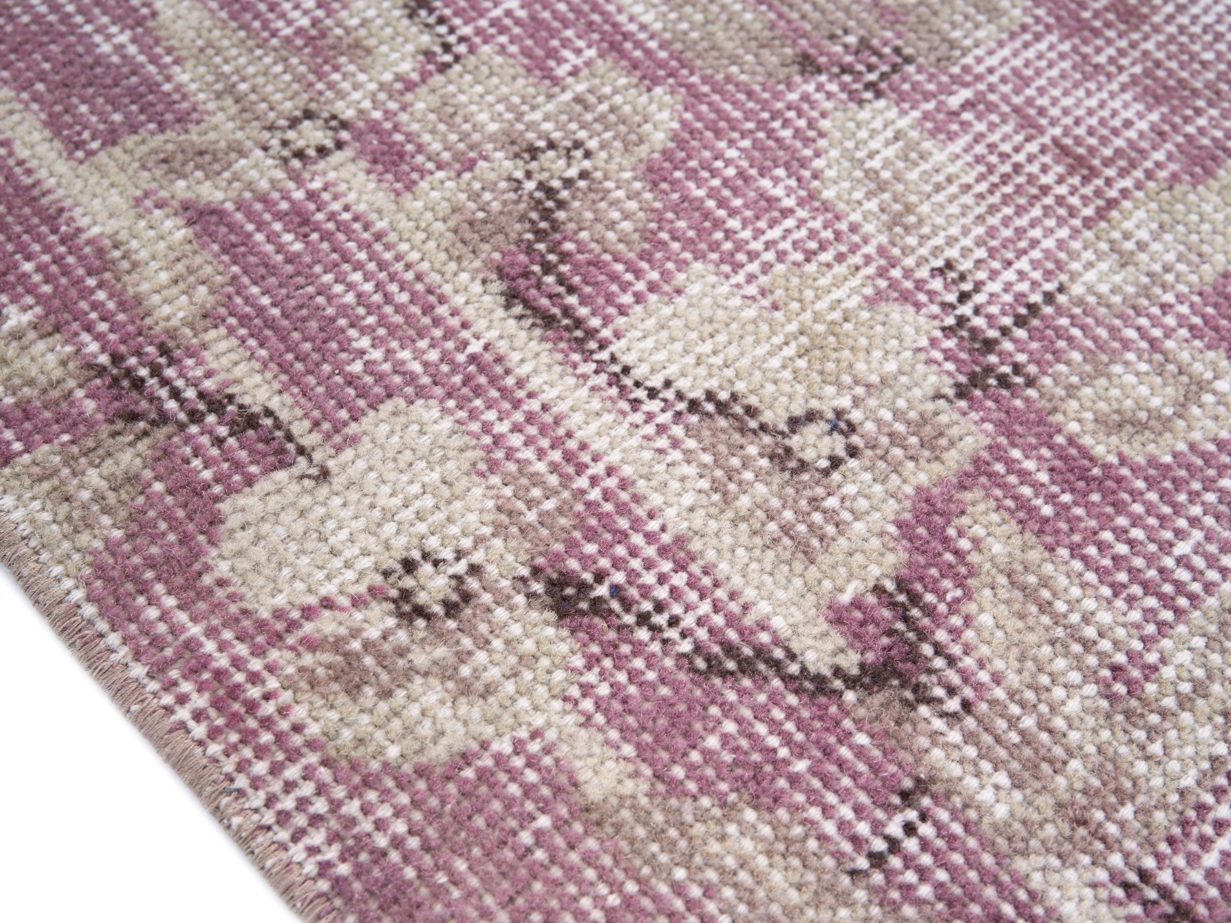 Turkish Isparta area rug in dusty rose and ivory, view 6 of 10