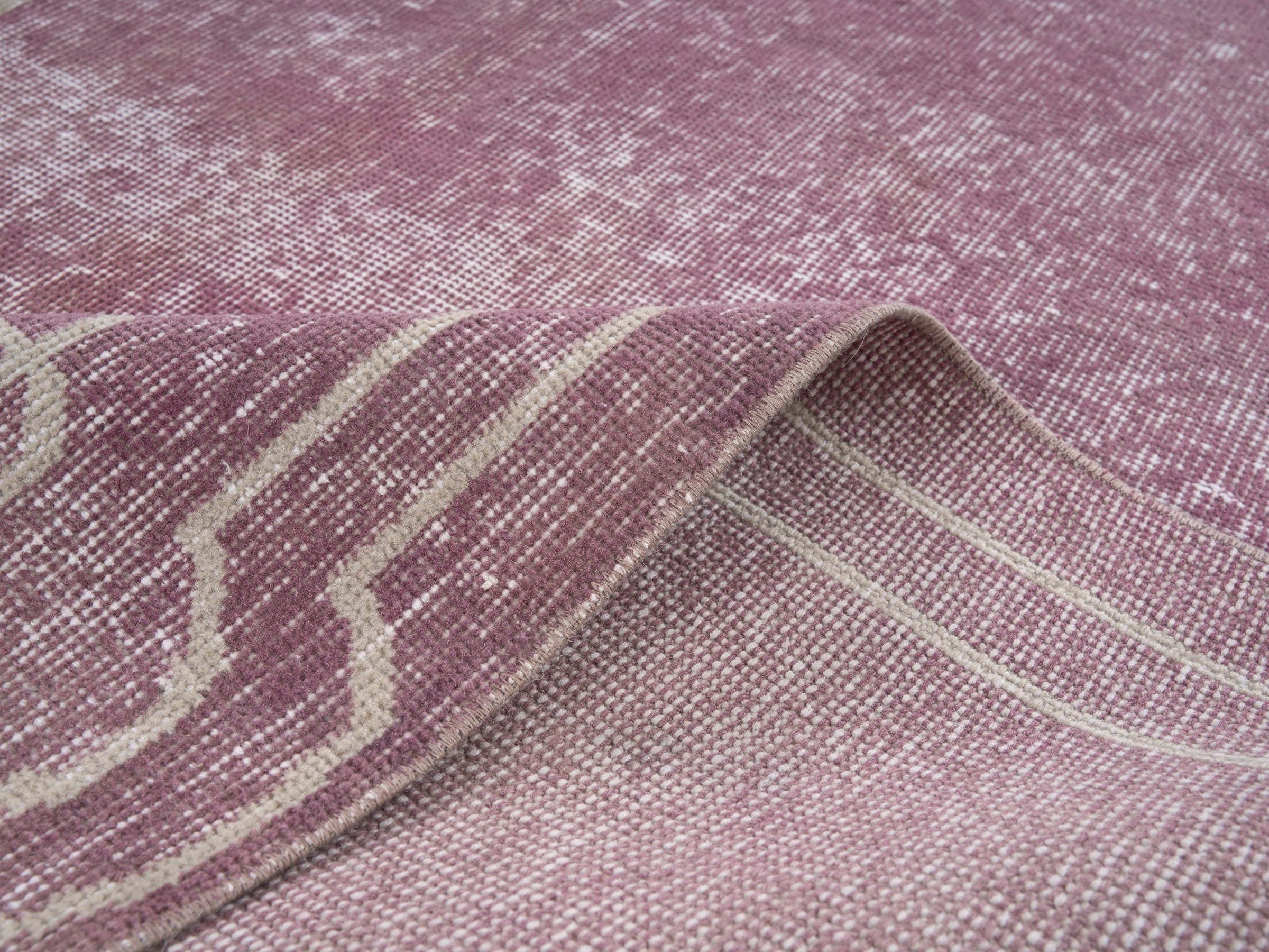 Turkish Isparta area rug in dusty rose and ivory, view 9 of 10