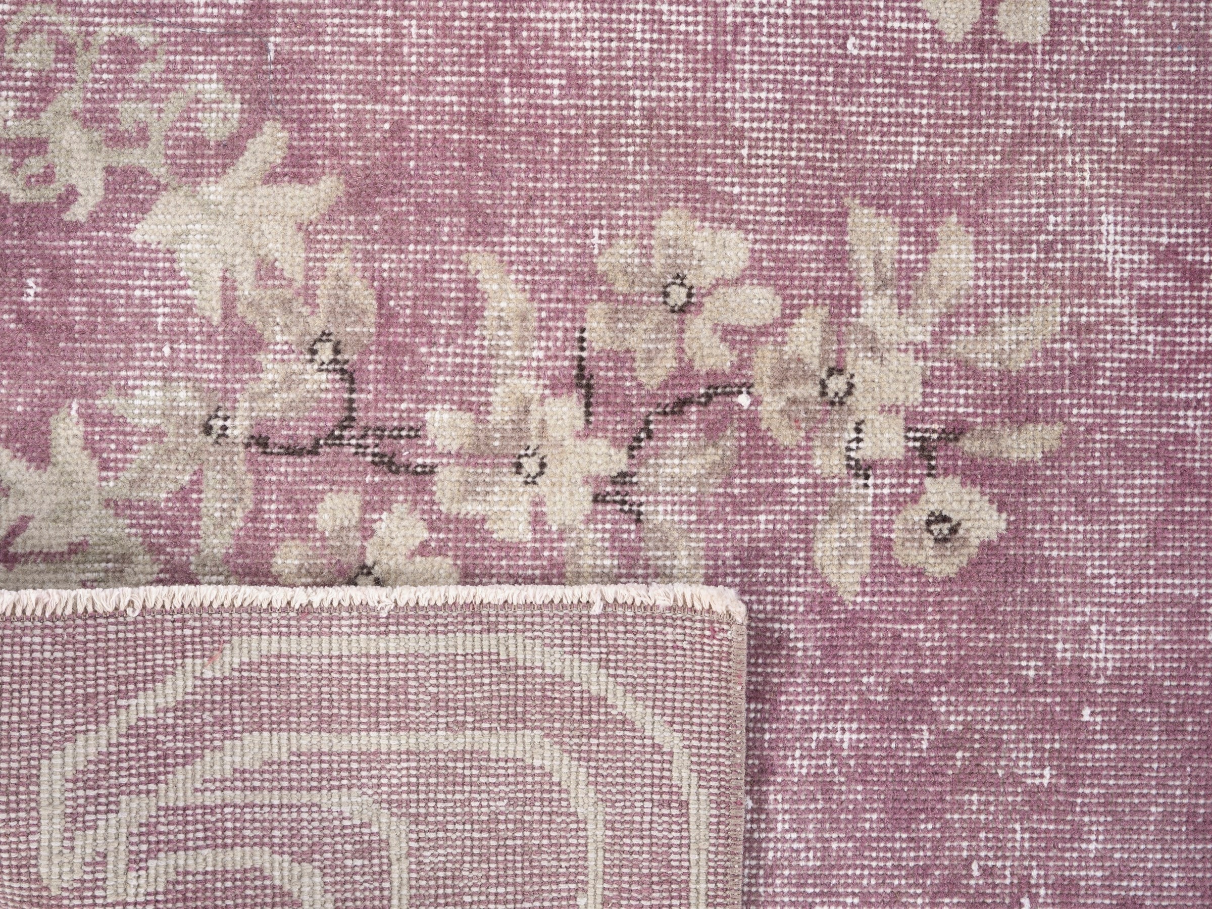Turkish Isparta area rug in dusty rose and ivory, view 10 of 10