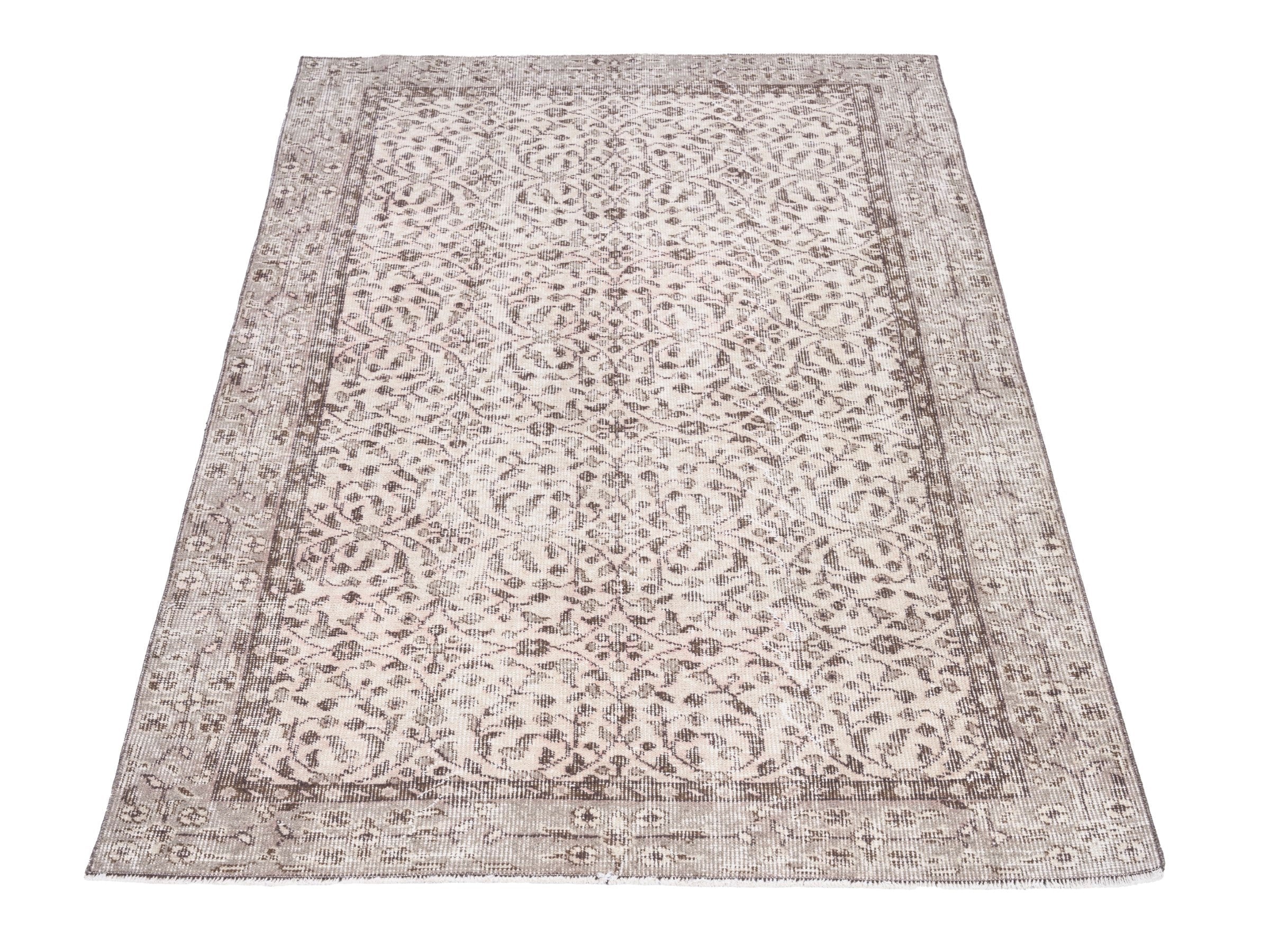 Turkish Isparta area rug in cream and taupe, view 2 of 10