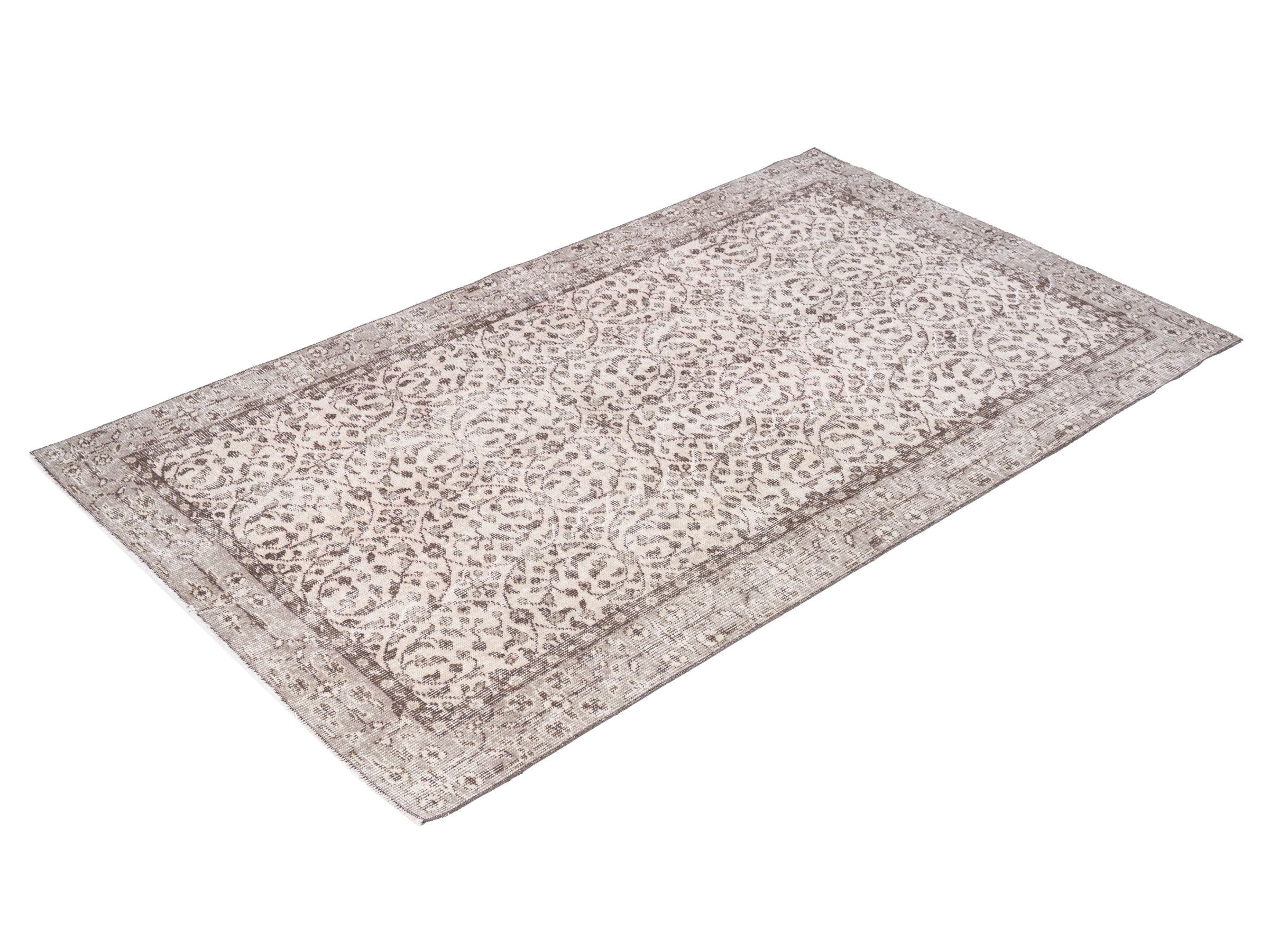 Turkish Isparta area rug in cream and taupe, view 3 of 10