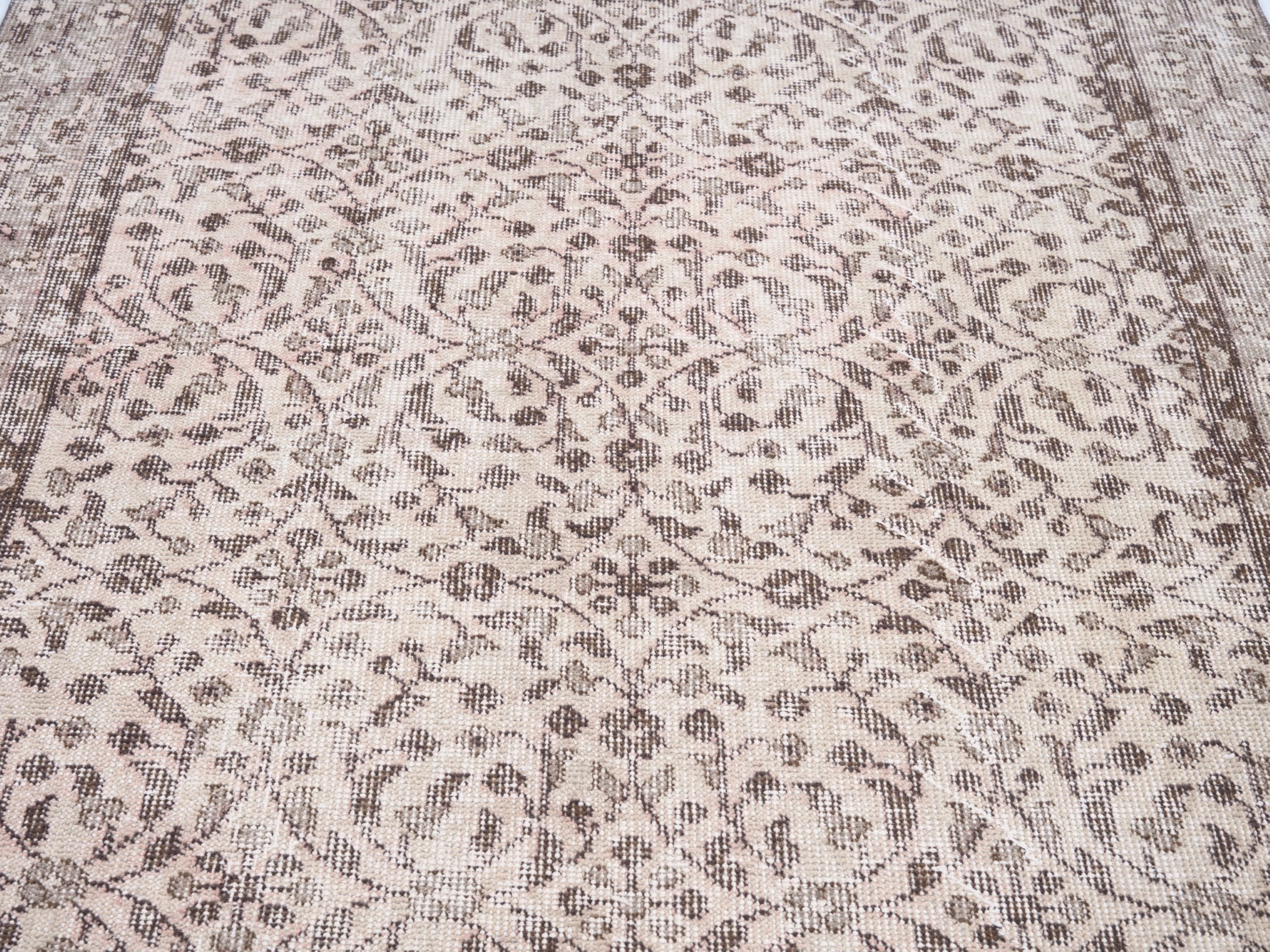 Turkish Isparta area rug in cream and taupe, view 4 of 10