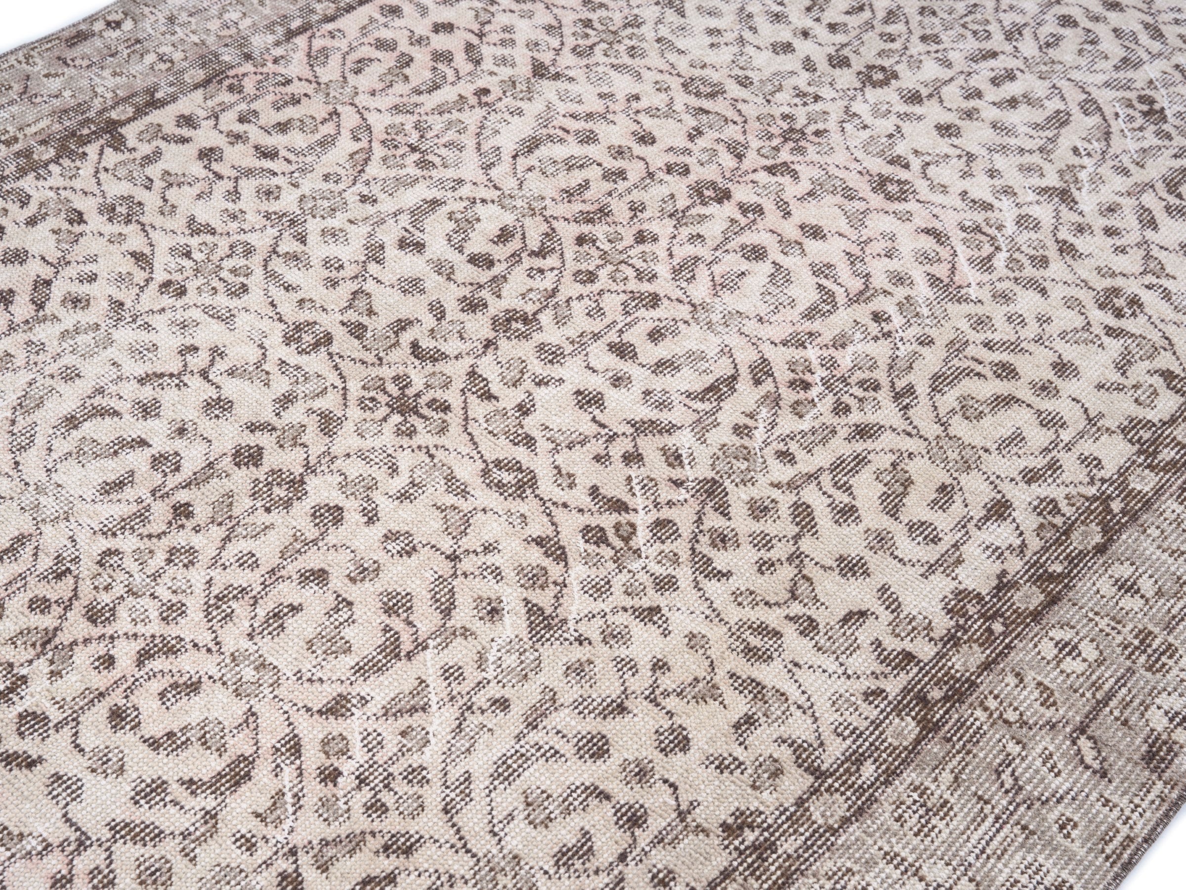 Turkish Isparta area rug in cream and taupe, view 5 of 10