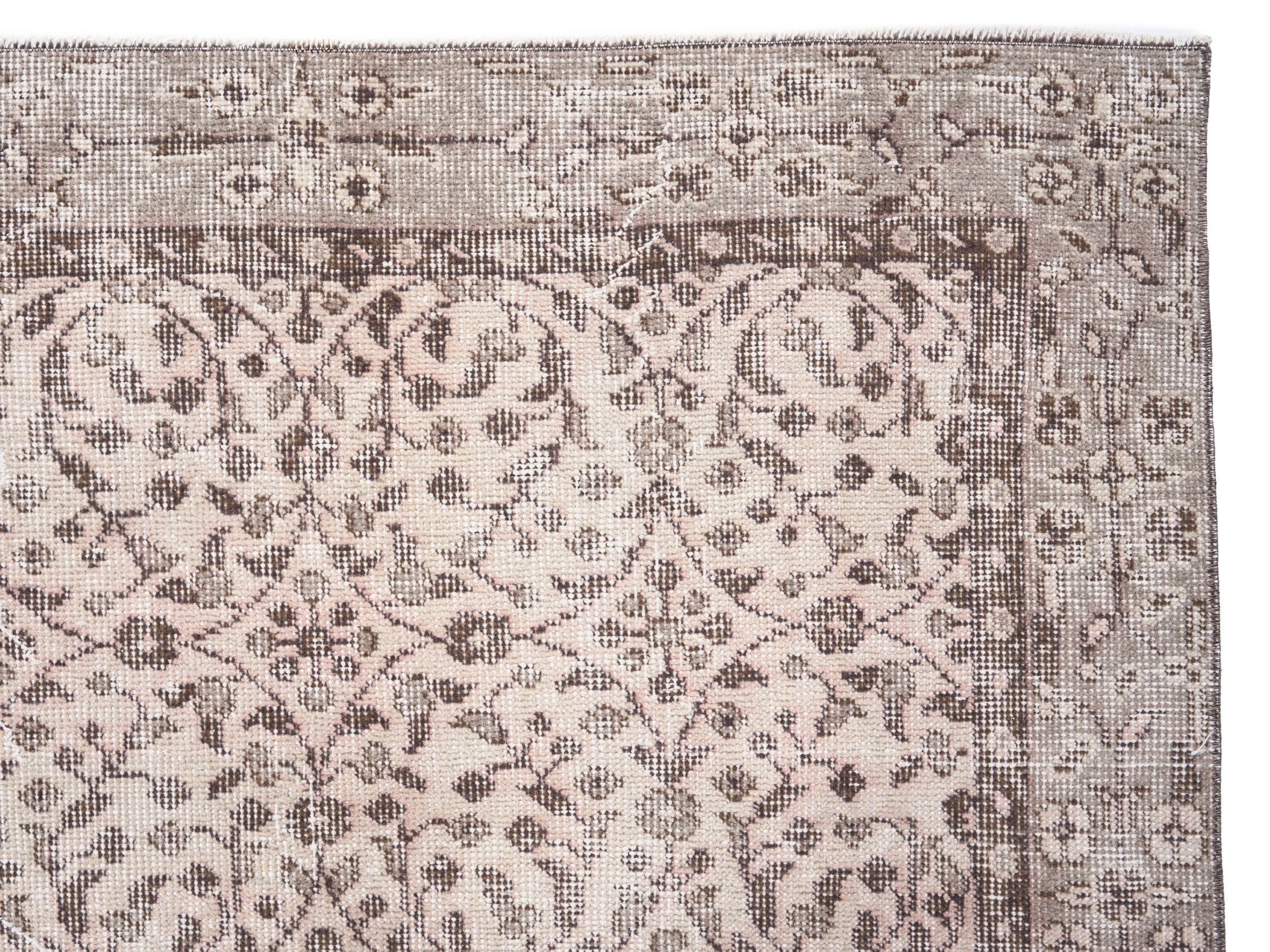 Turkish Isparta area rug in cream and taupe, view 8 of 10