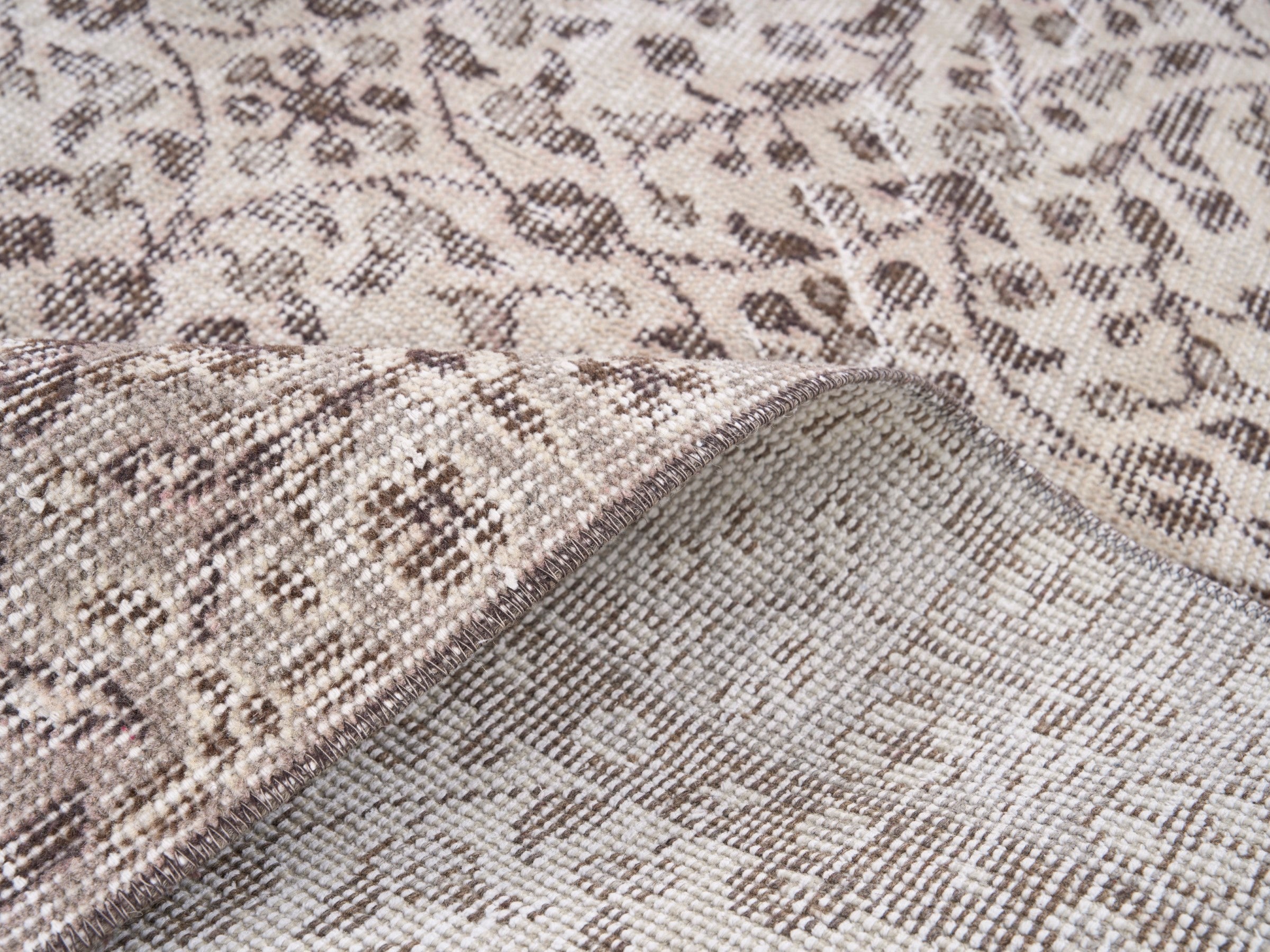 Turkish Isparta area rug in cream and taupe, view 9 of 10