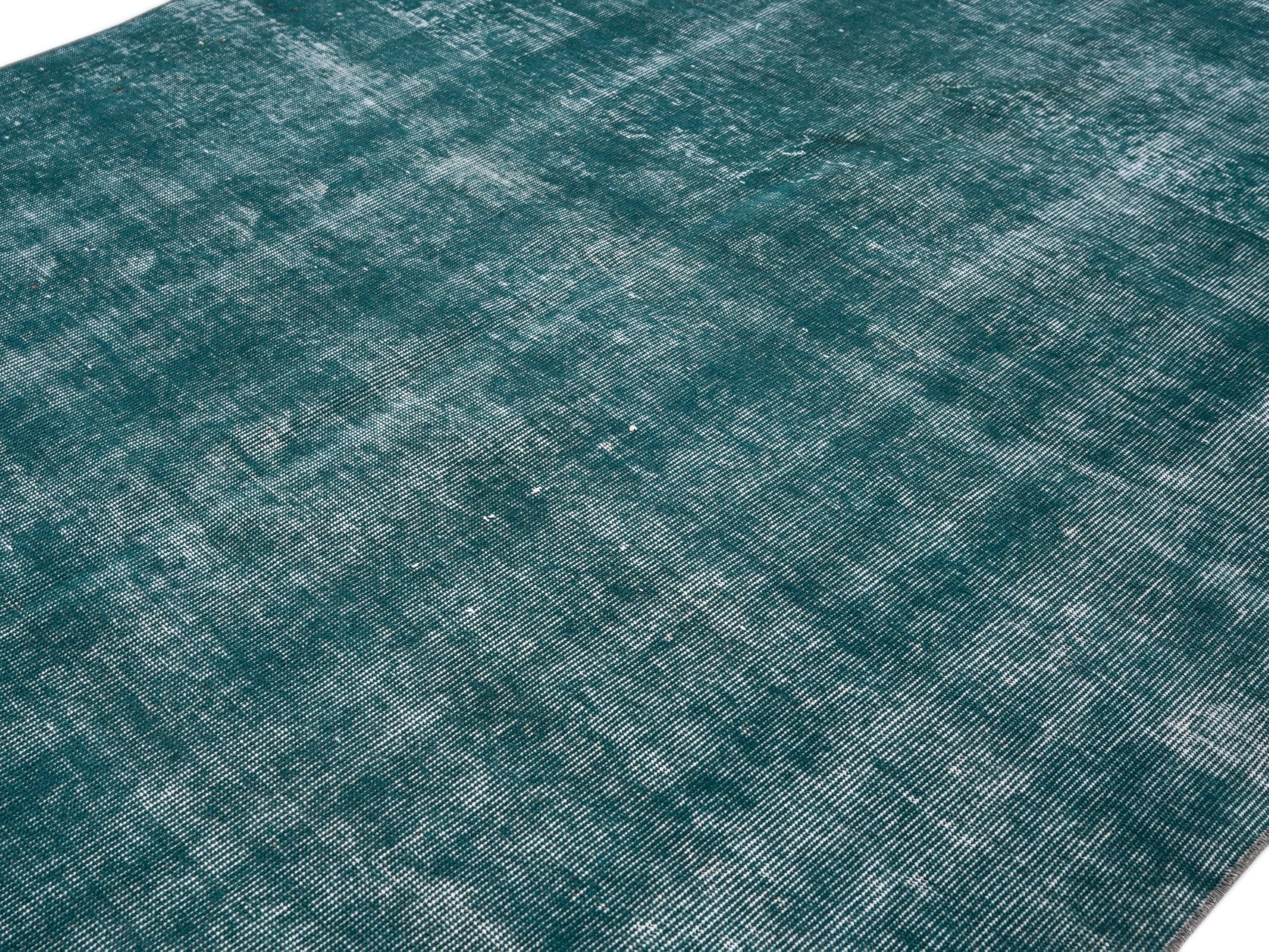 Turkish Isparta area rug in teal and sage, view 5 of 10