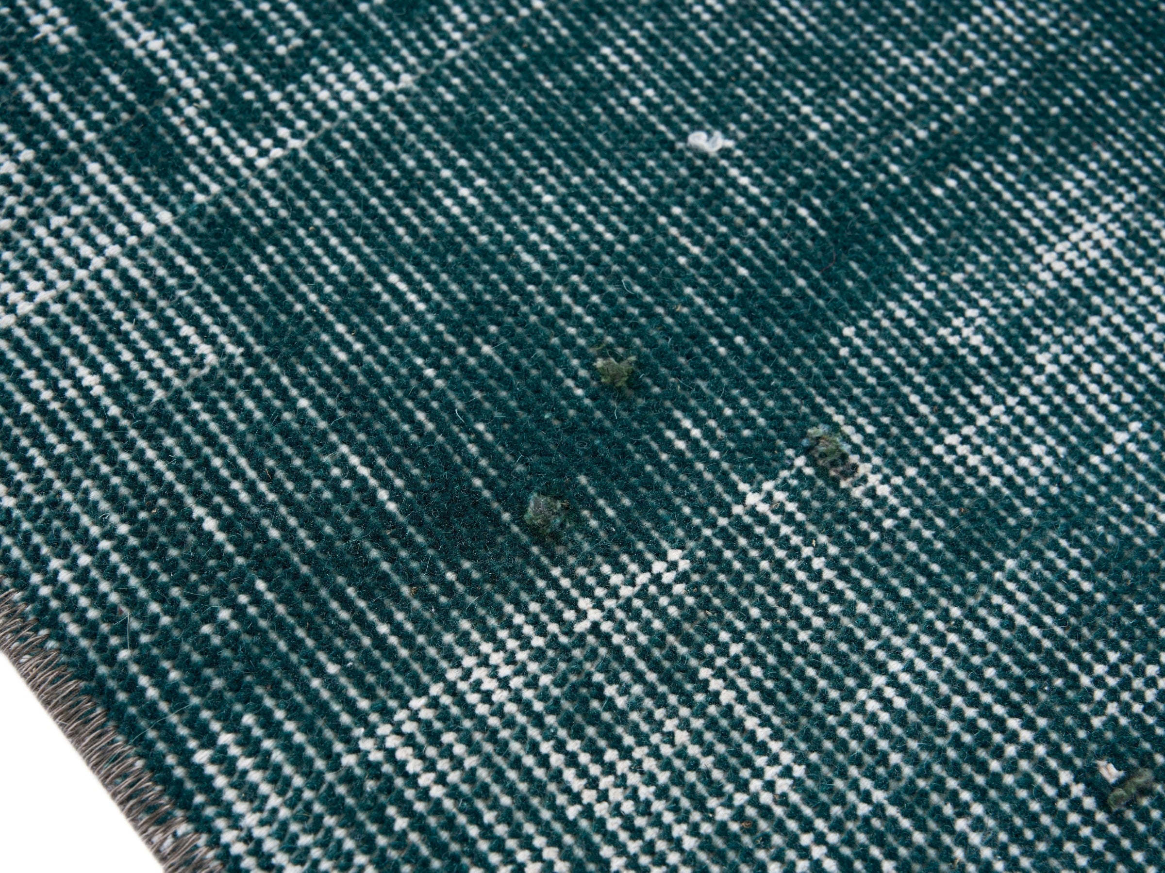 Turkish Isparta area rug in teal and sage, view 6 of 10