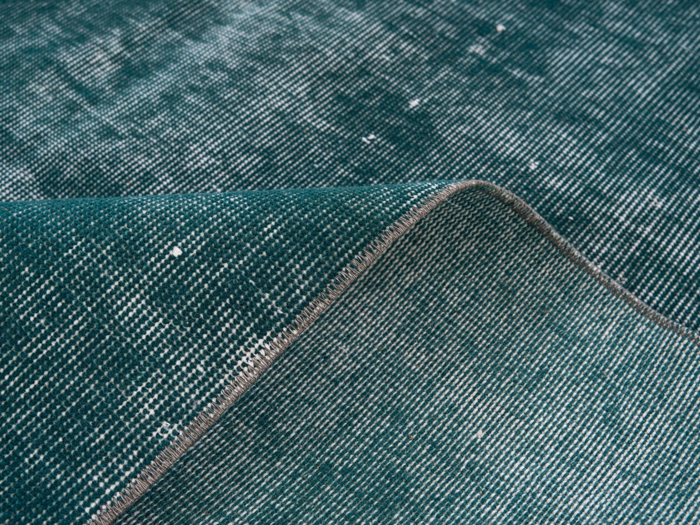 Turkish Isparta area rug in teal and sage, view 9 of 10
