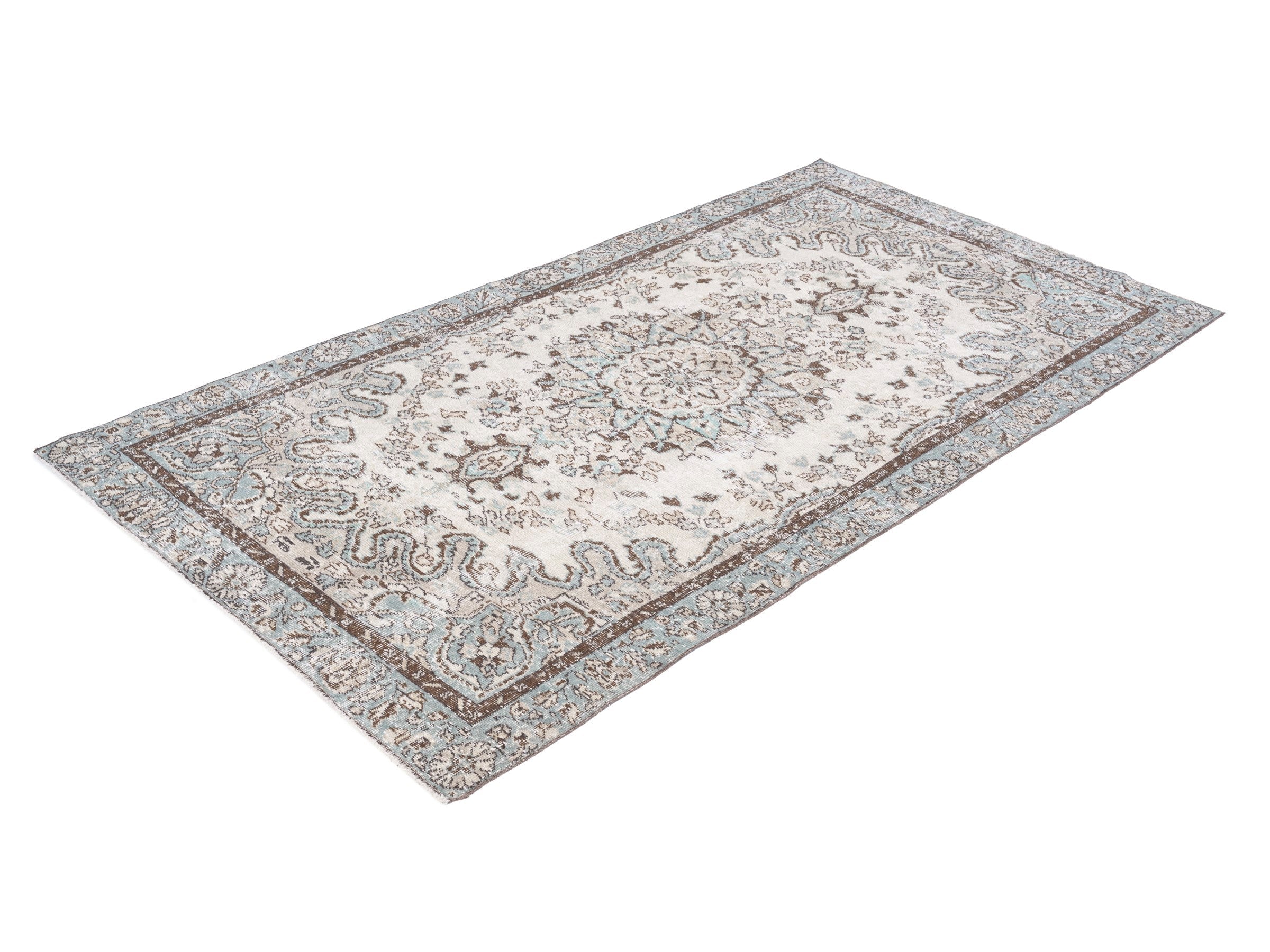 Turkish Isparta area rug in cream and greige, view 3 of 10