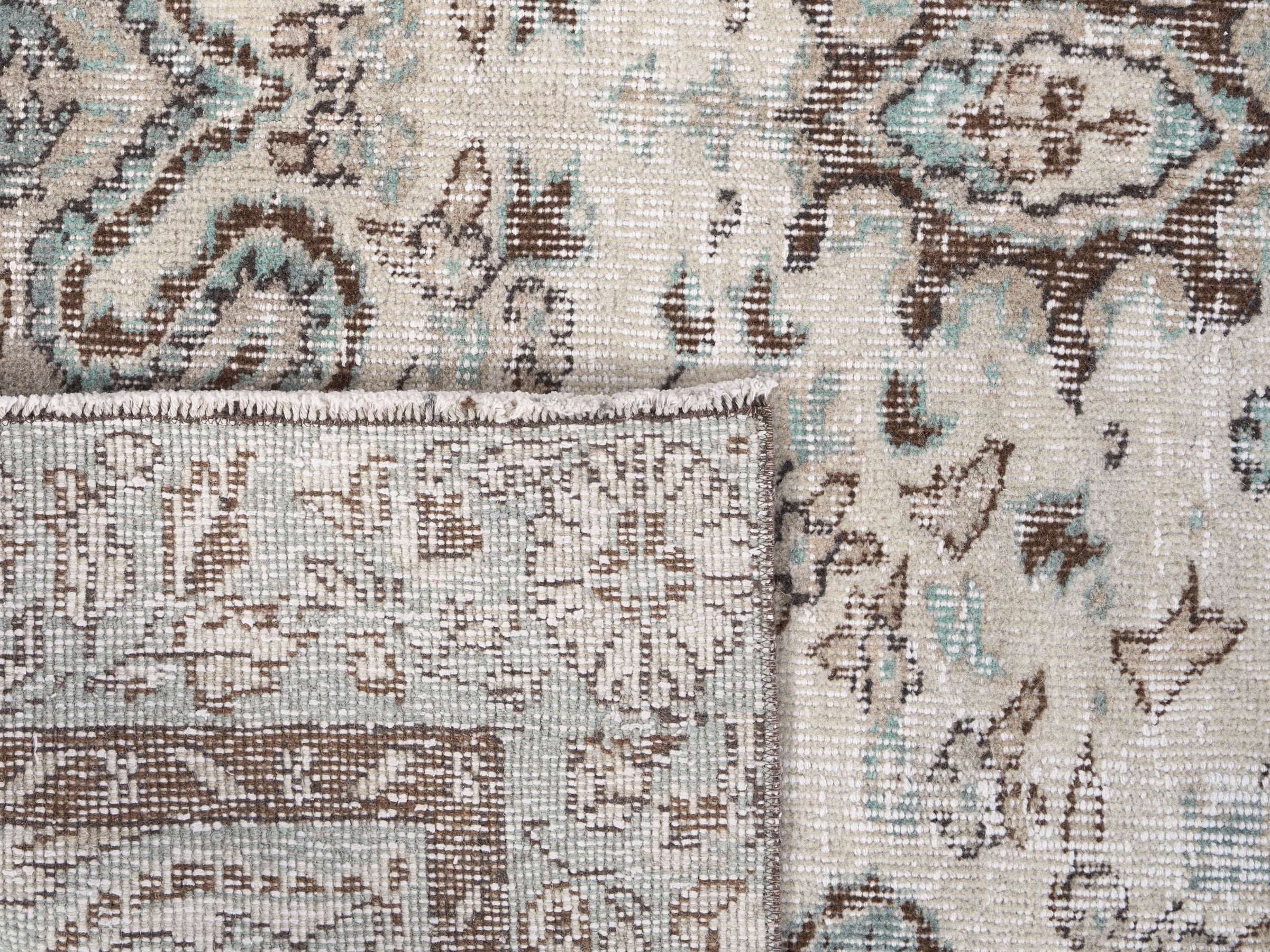 Turkish Isparta area rug in cream and greige, view 10 of 10