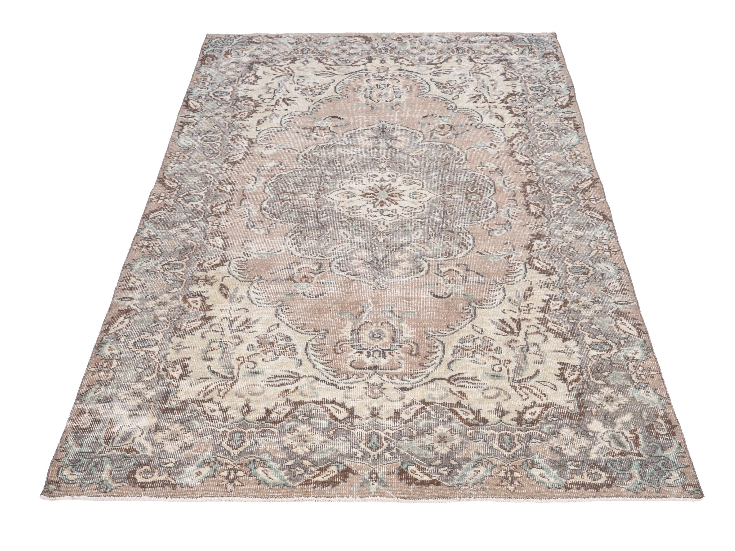 Turkish Isparta area rug in taupe and greige, view 2 of 10