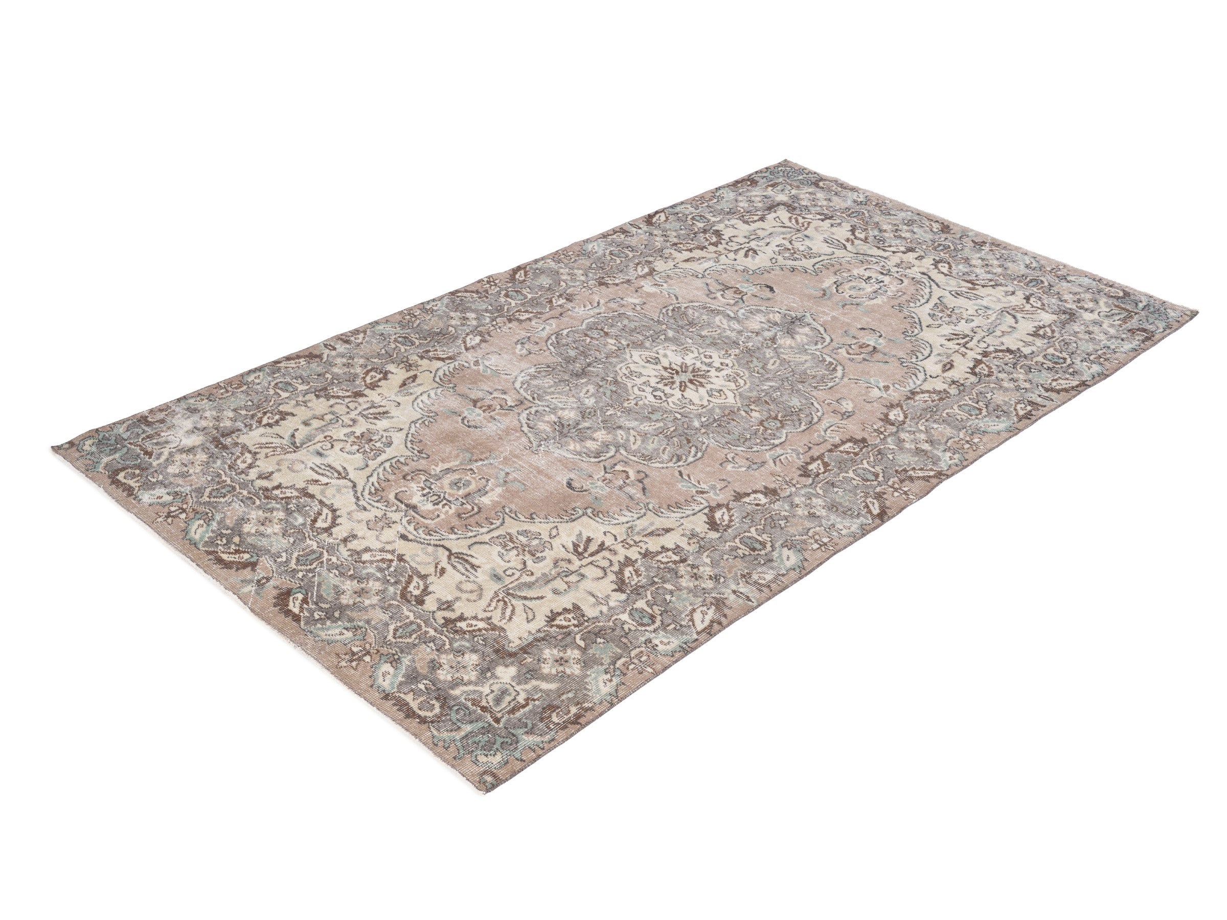 Turkish Isparta area rug in taupe and greige, view 3 of 10