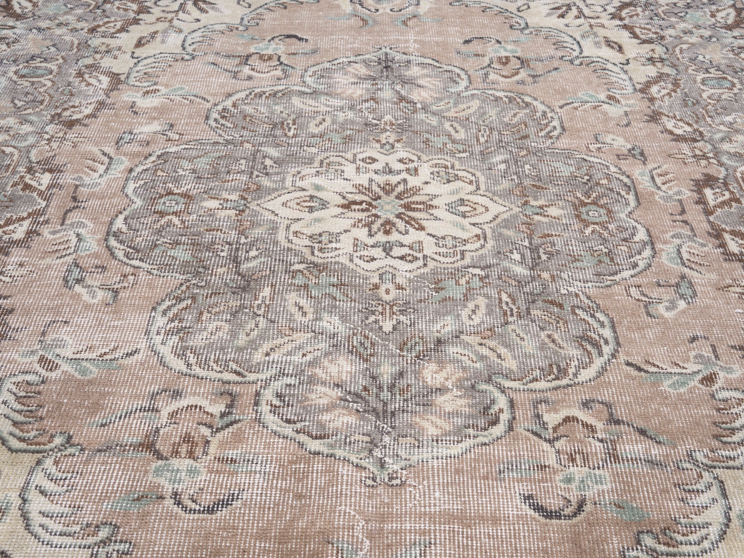 Turkish Isparta area rug in taupe and greige, view 4 of 10
