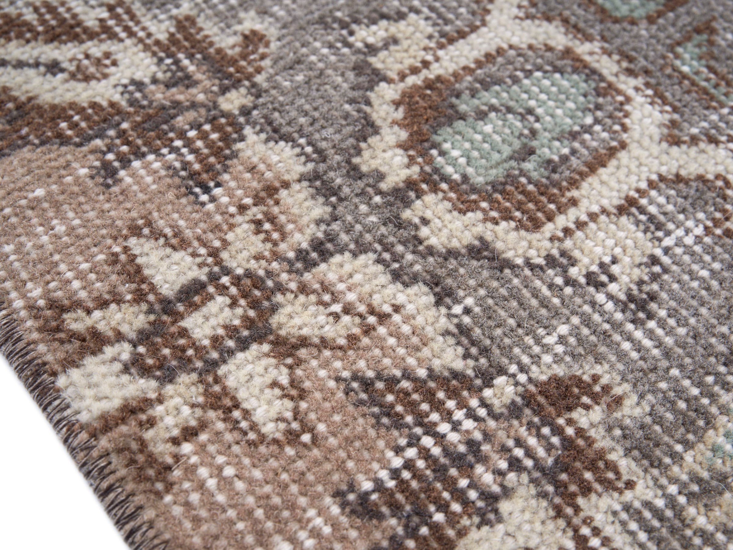 Turkish Isparta area rug in taupe and greige, view 6 of 10