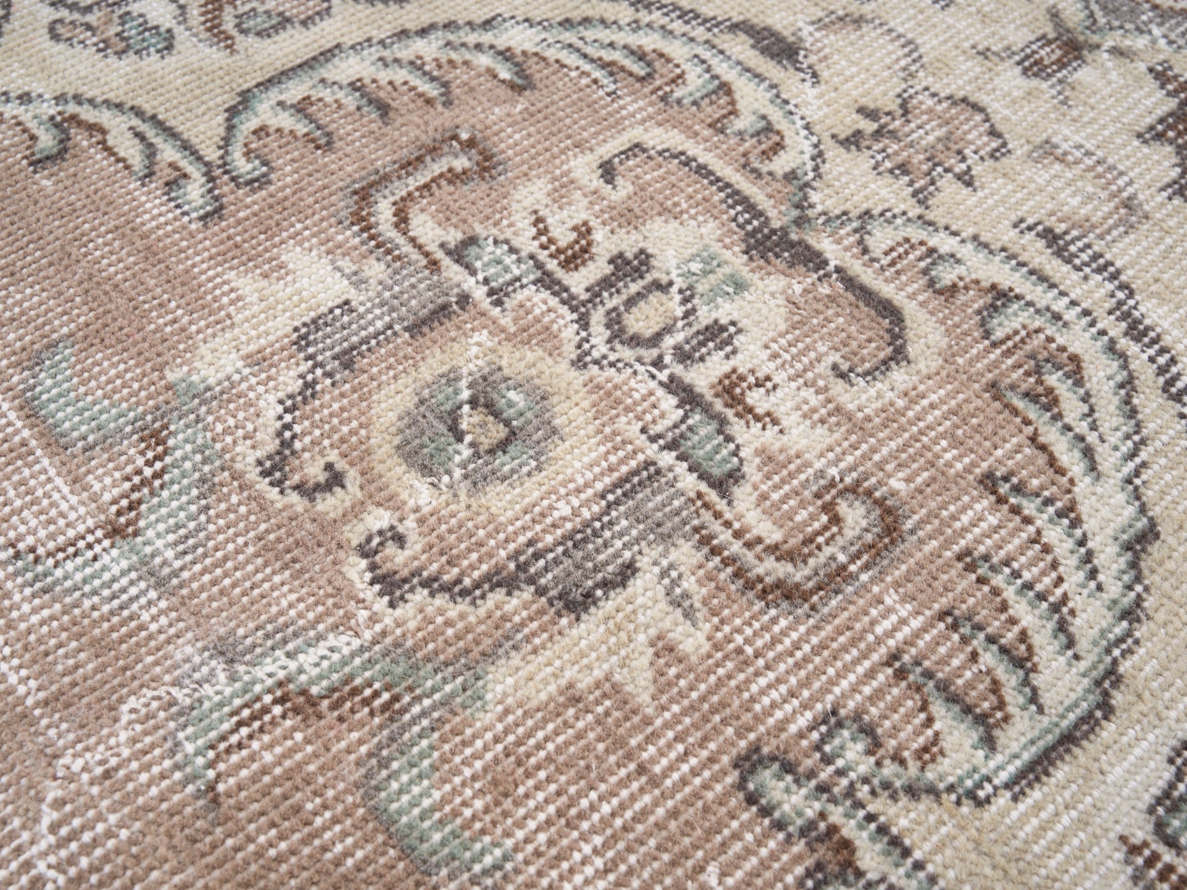 Turkish Isparta area rug in taupe and greige, view 7 of 10