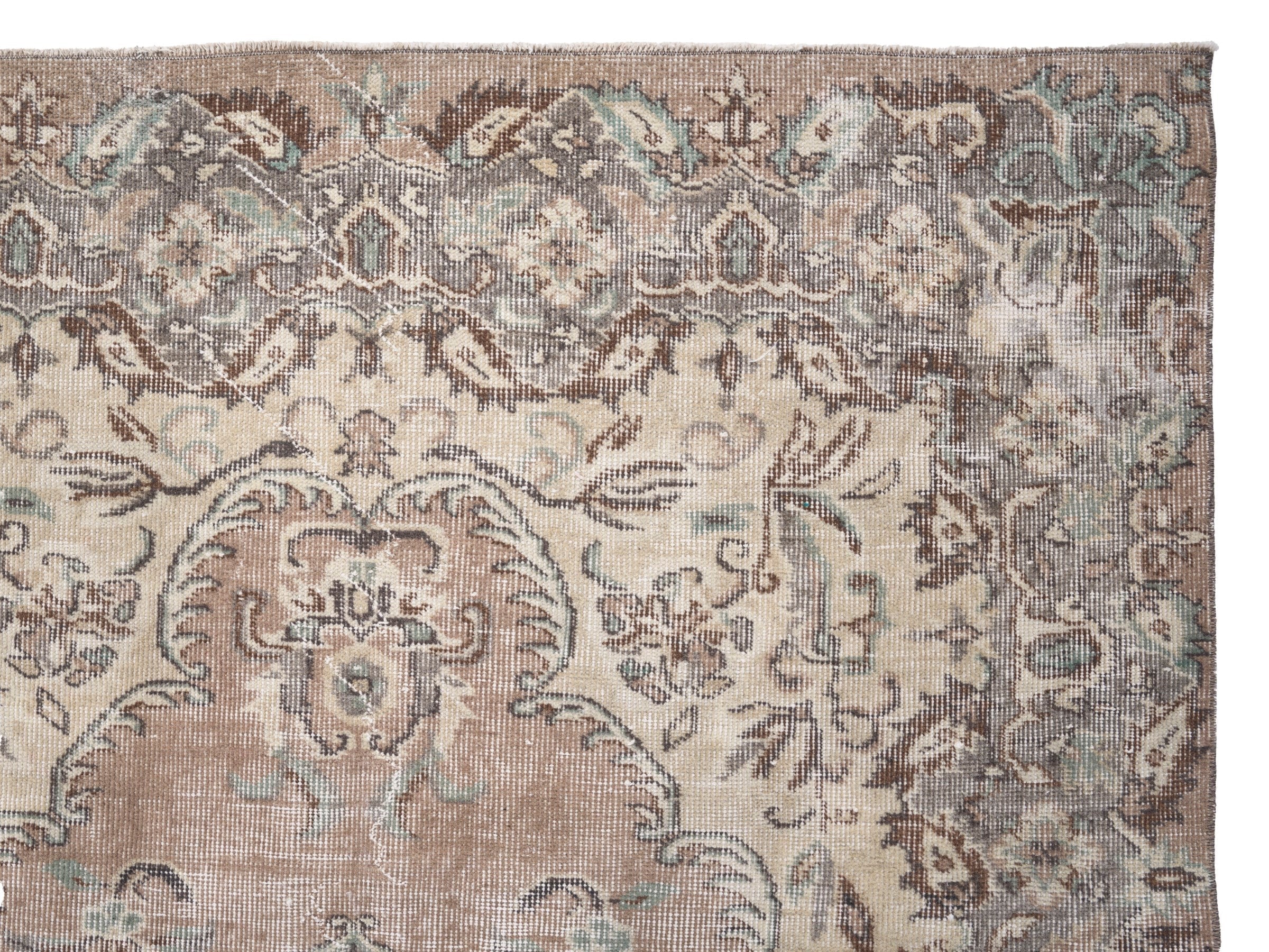 Turkish Isparta area rug in taupe and greige, view 8 of 10