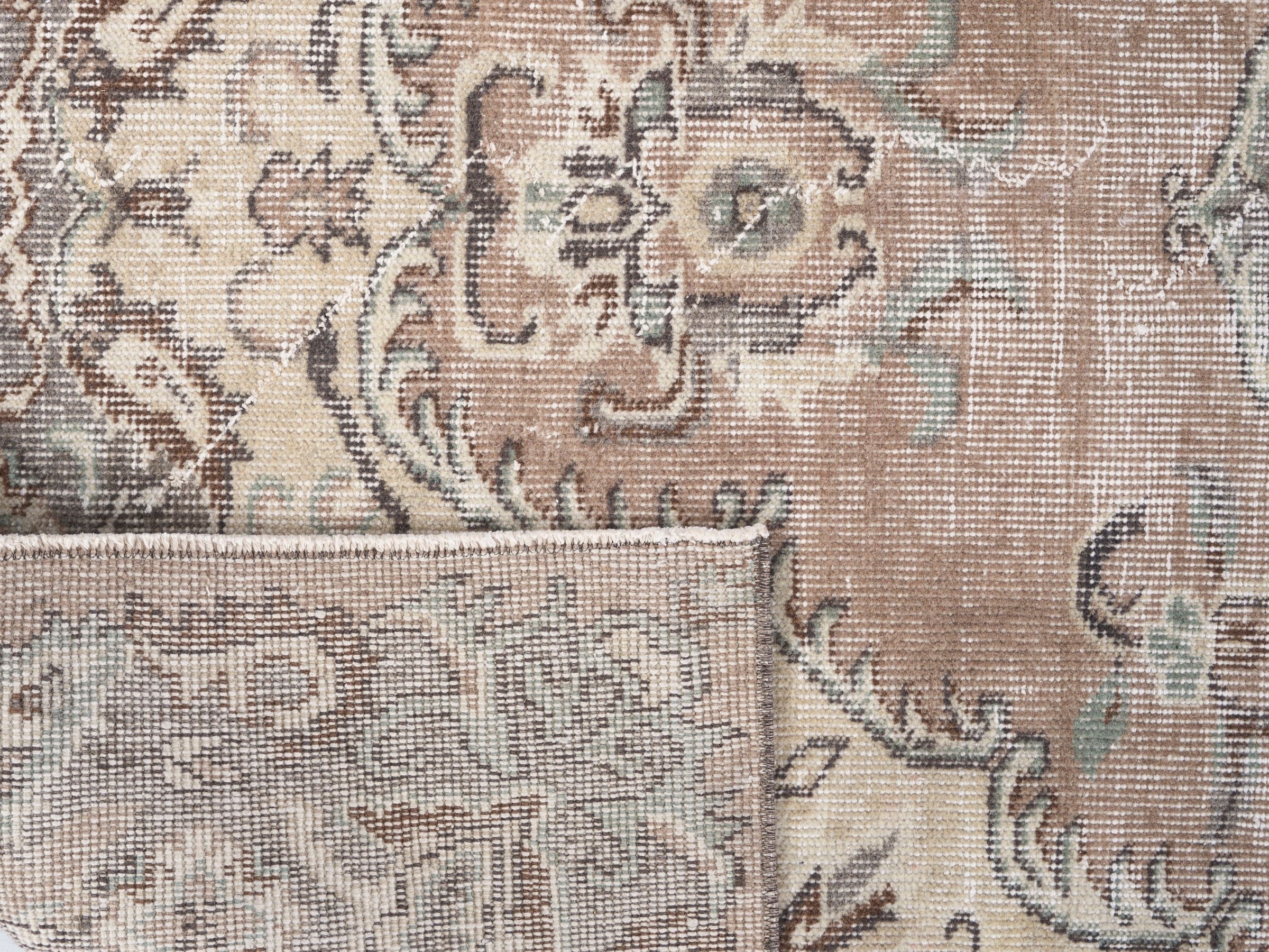 Turkish Isparta area rug in taupe and greige, view 10 of 10