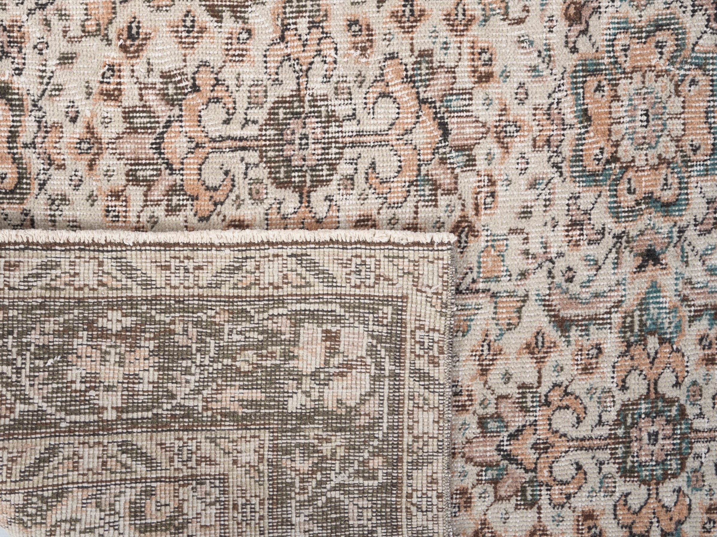 Turkish Isparta area rug in cream and sage, view 10 of 10