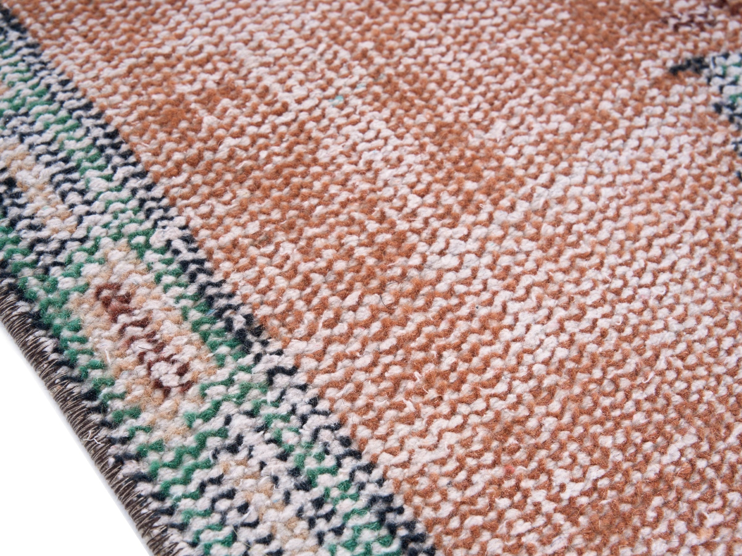 Turkish Manisa area rug in salmon and teal, view 6 of 10