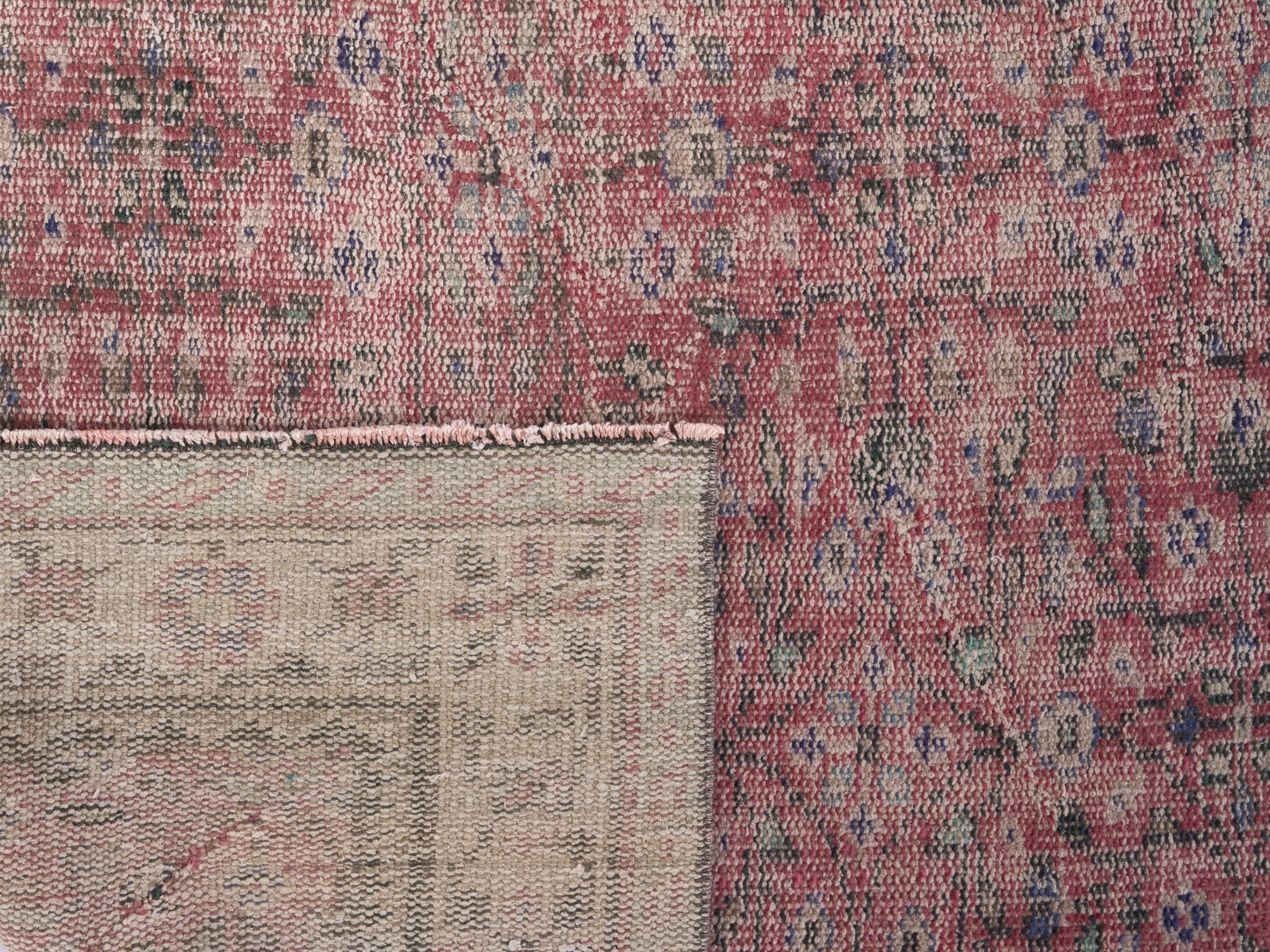 Turkish Isparta area rug in dusty rose and cream, view 10 of 10
