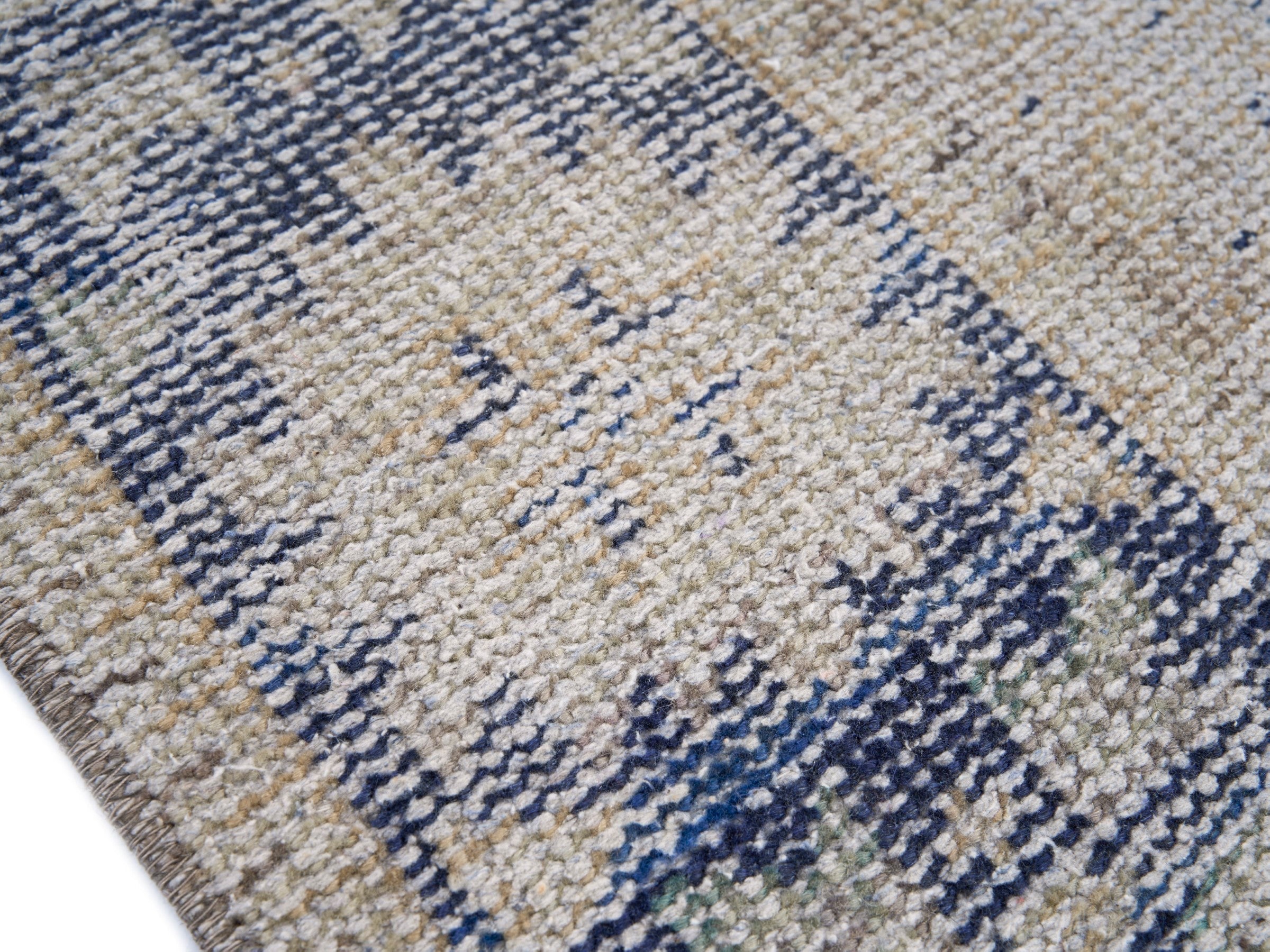 Turkish Manisa area rug in cream and navy, view 6 of 10