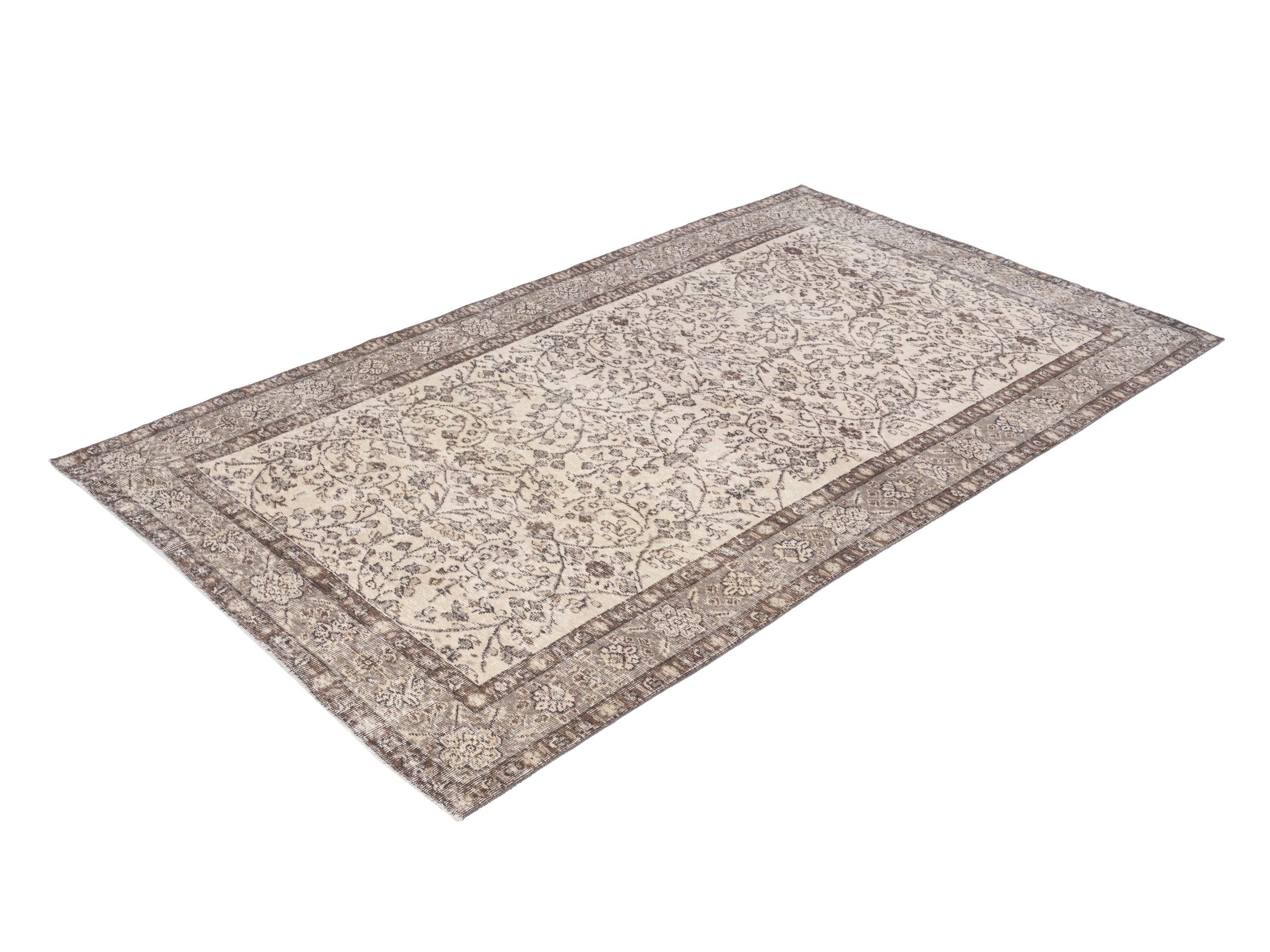 Turkish Isparta area rug in cream and greige, view 3 of 10