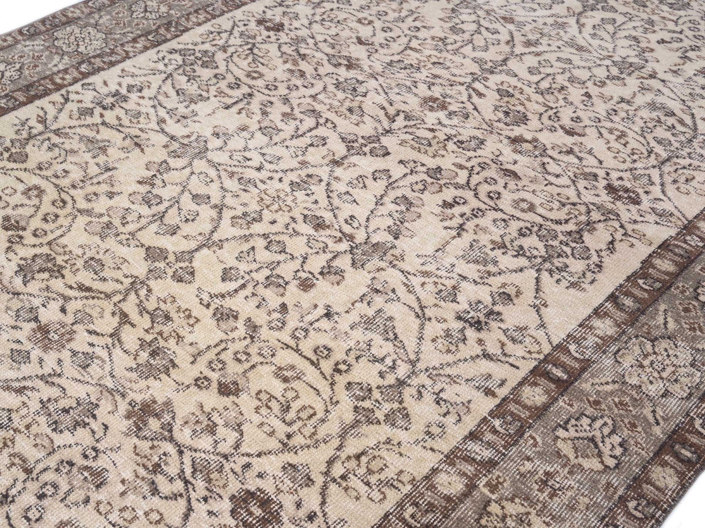 Turkish Isparta area rug in cream and greige, view 5 of 10