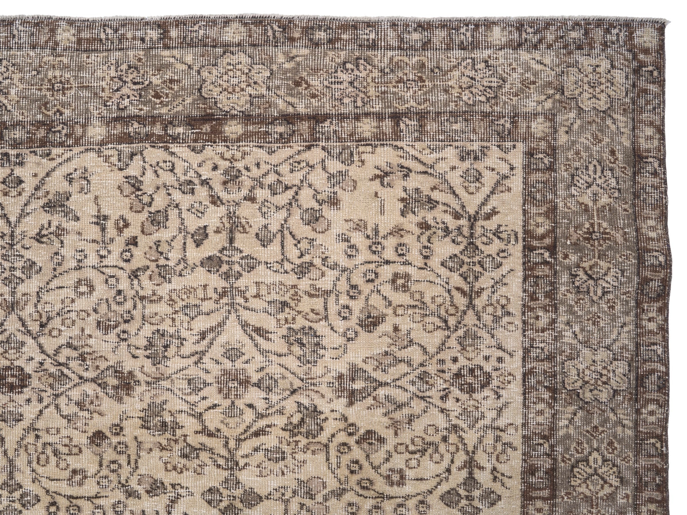 Turkish Isparta area rug in cream and greige, view 8 of 10