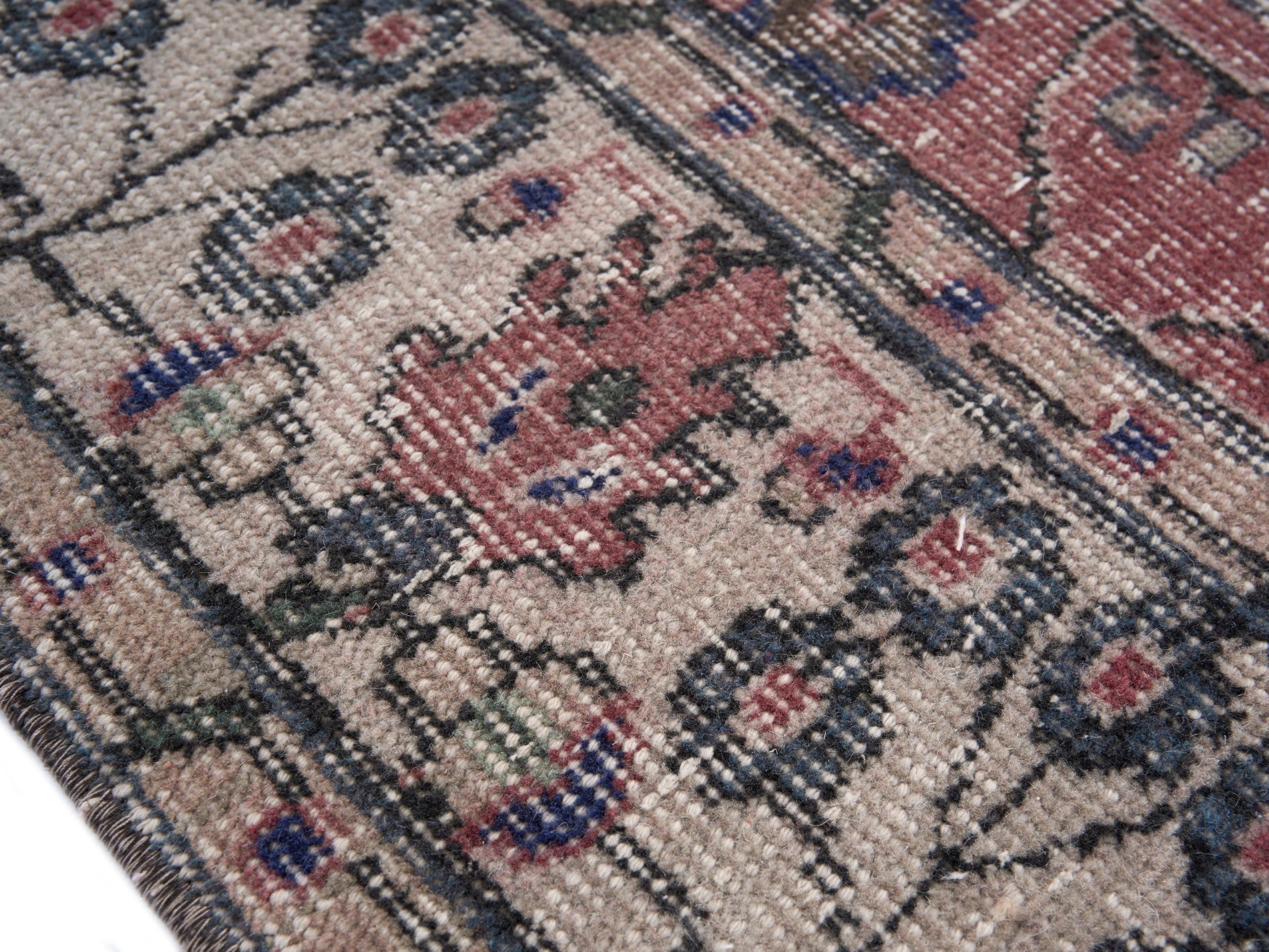 Turkish Isparta area rug in rose and cream, view 6 of 10