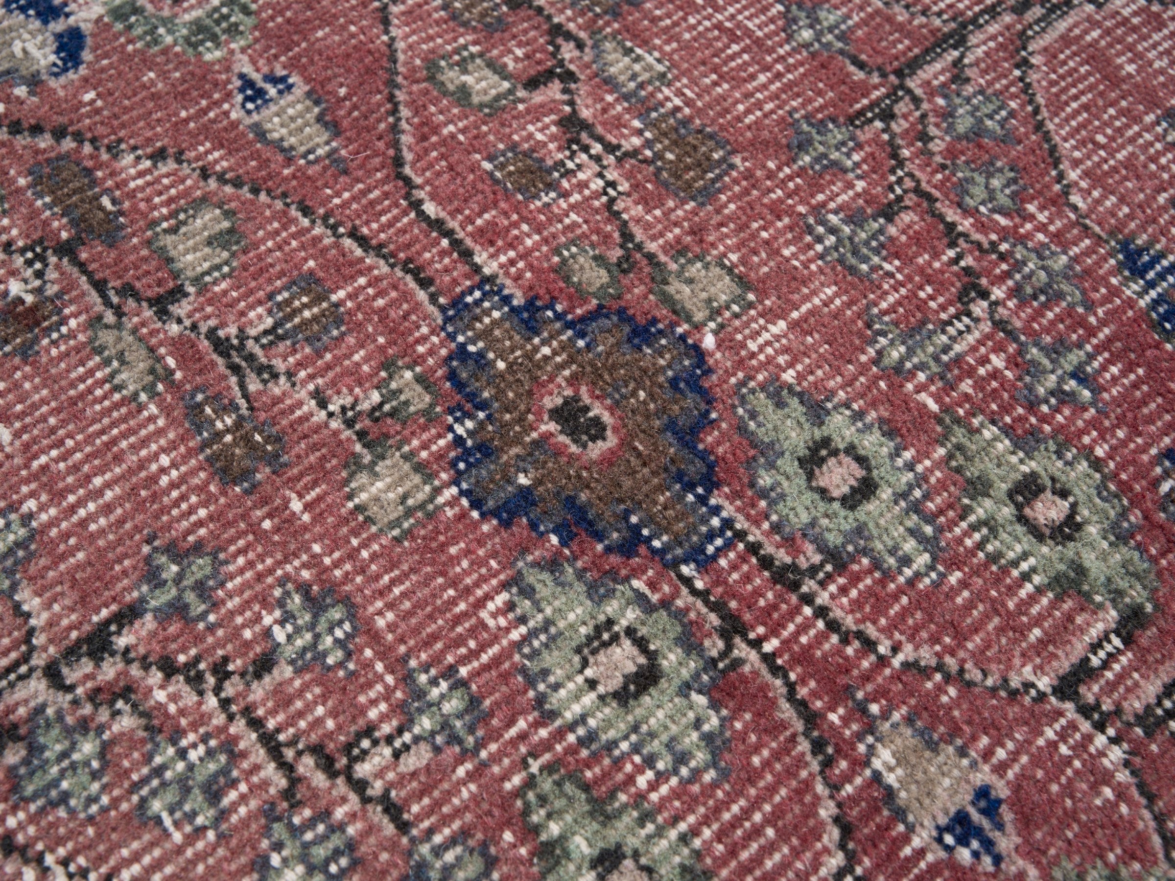Turkish Isparta area rug in rose and cream, view 7 of 10