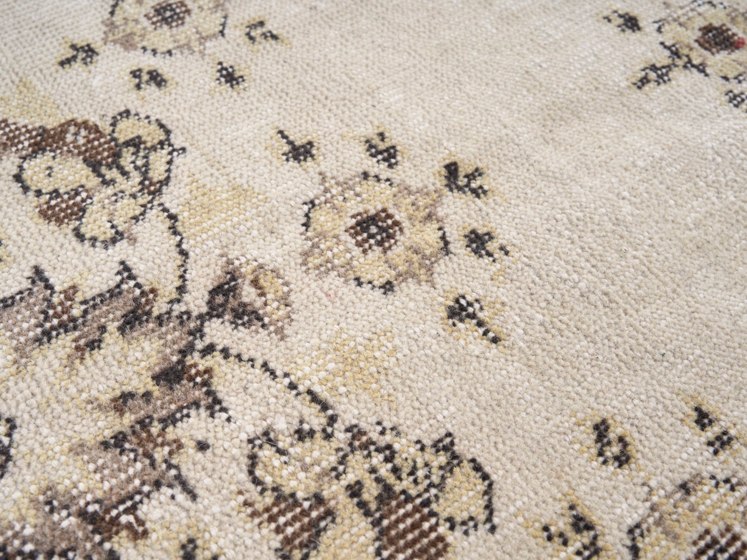 Turkish Isparta area rug in cream and khaki, view 7 of 10