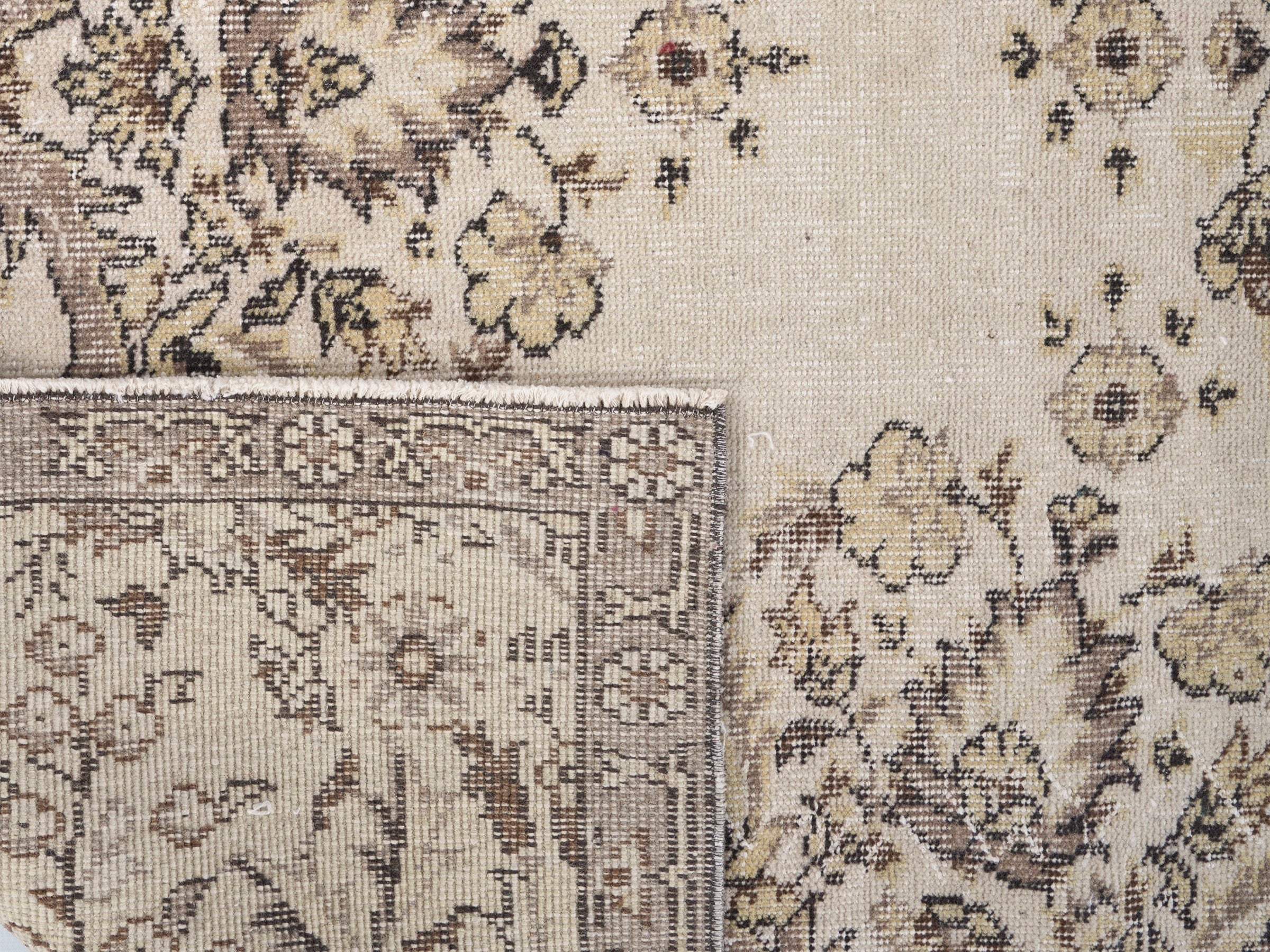 Turkish Isparta area rug in cream and khaki, view 10 of 10