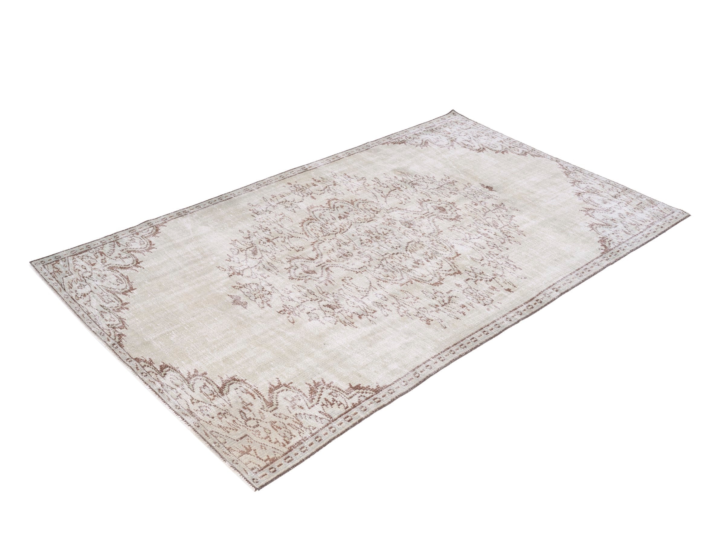 Turkish Isparta area rug in cream and taupe, view 3 of 10