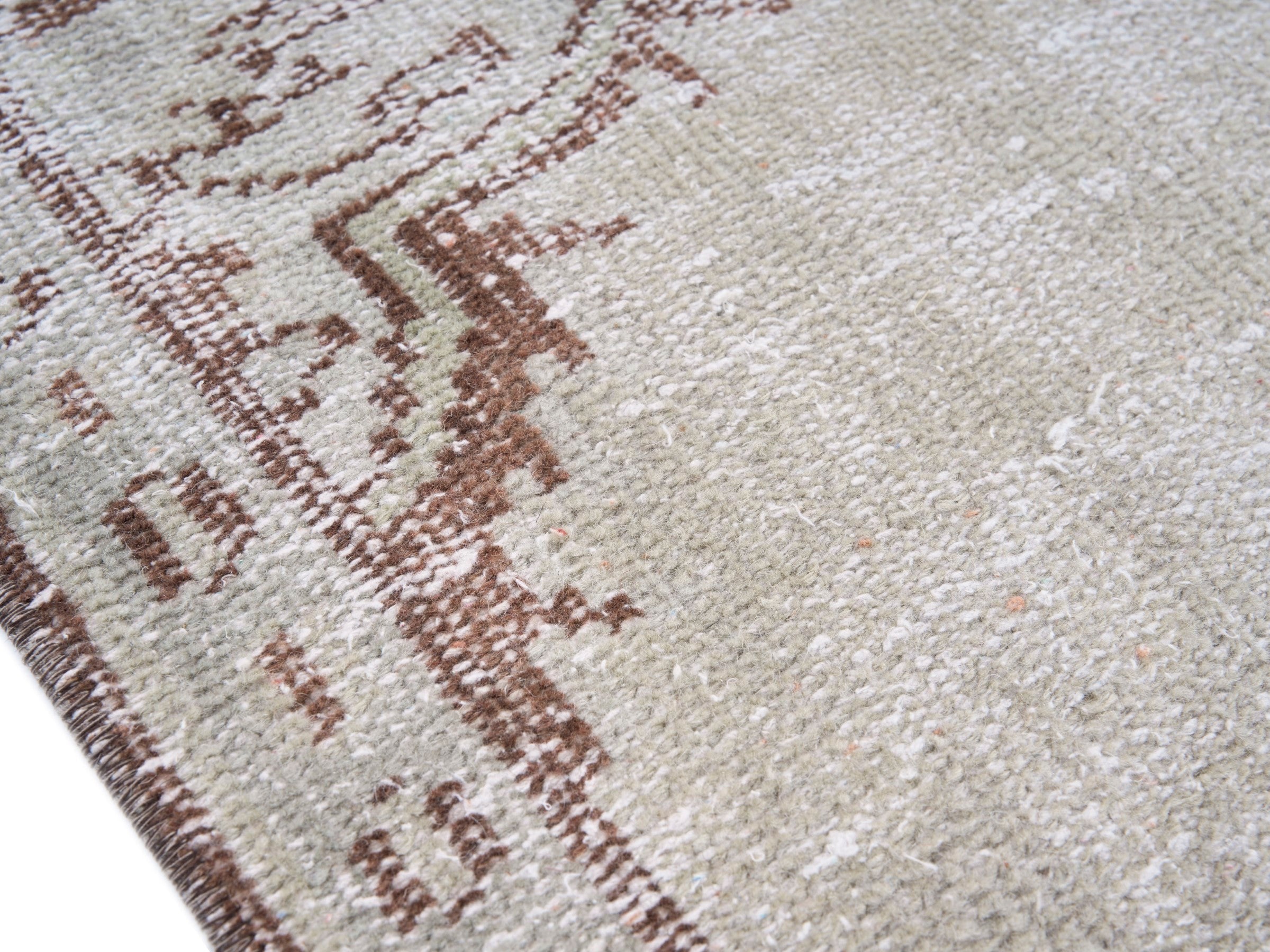 Turkish Isparta area rug in cream and taupe, view 6 of 10