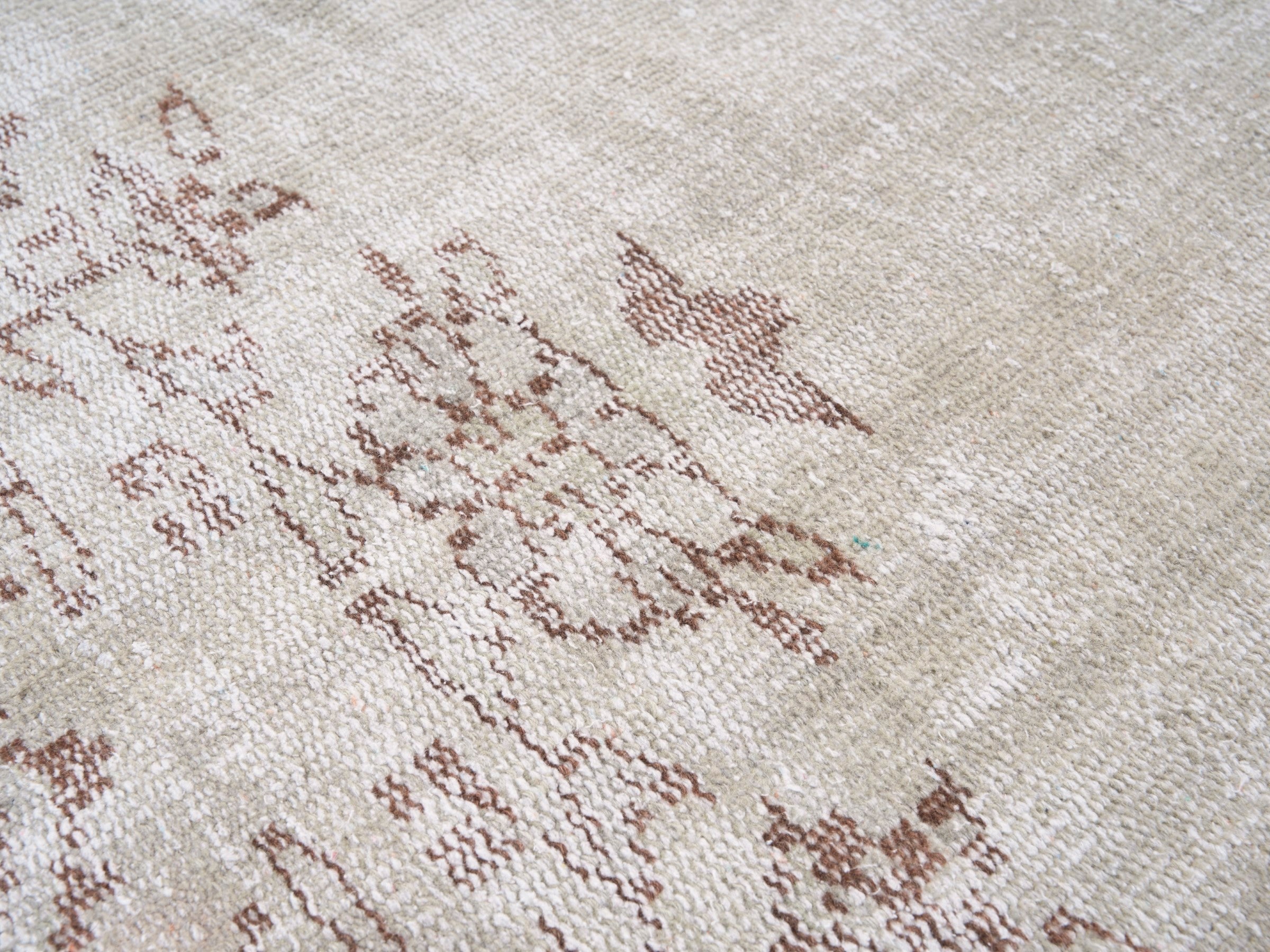 Turkish Isparta area rug in cream and taupe, view 7 of 10