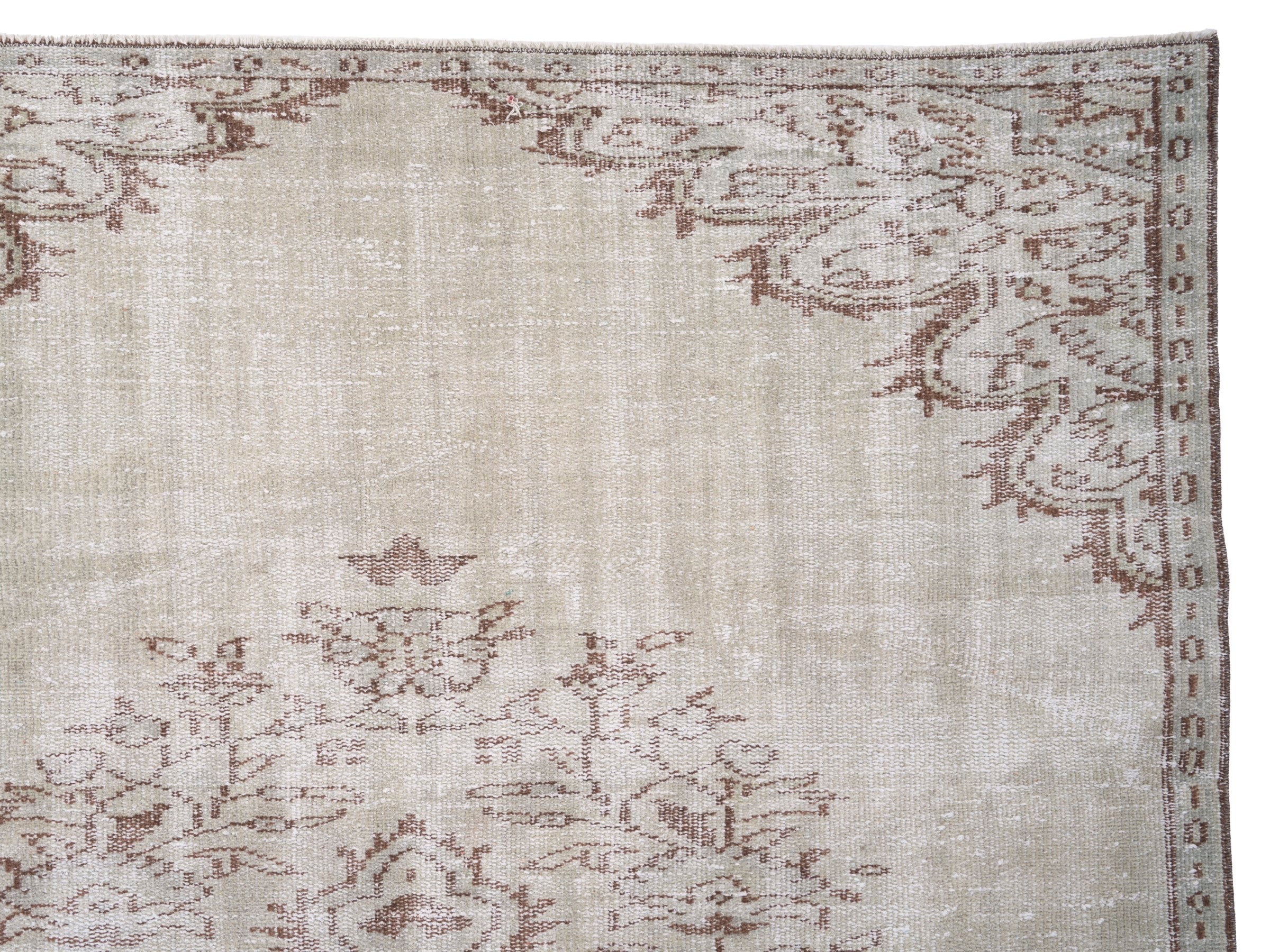 Turkish Isparta area rug in cream and taupe, view 8 of 10