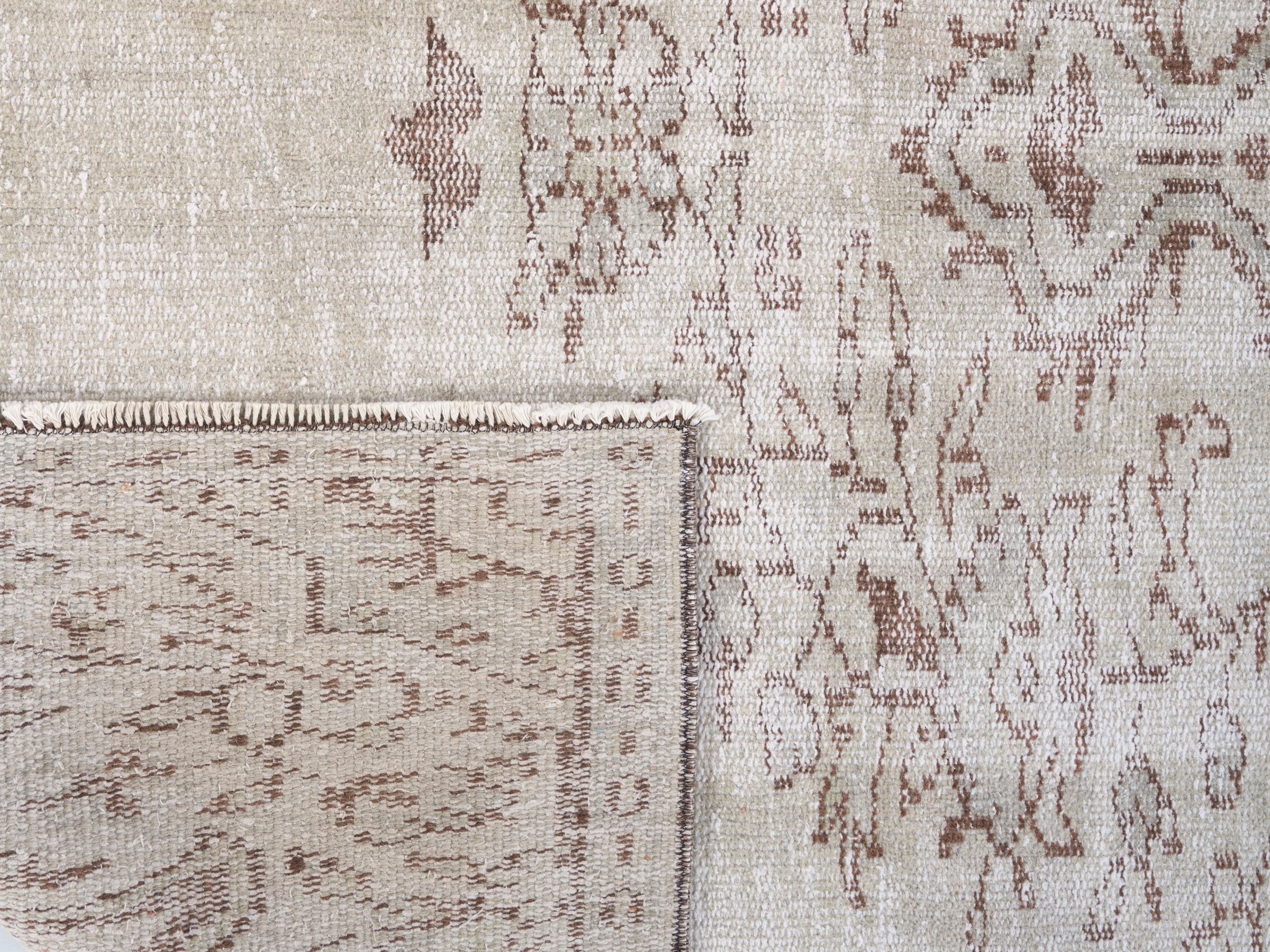 Turkish Isparta area rug in cream and taupe, view 10 of 10