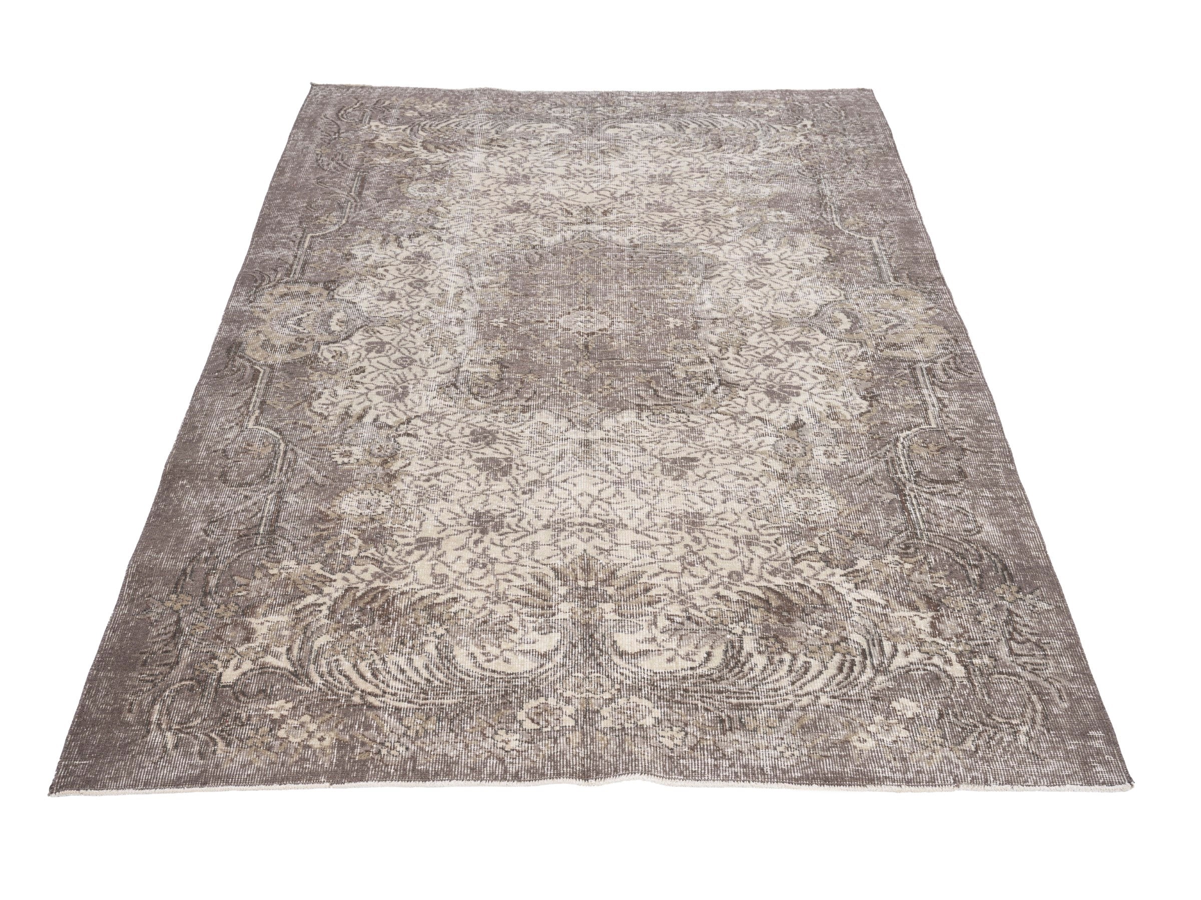 Turkish Isparta area rug in cream and greige, view 2 of 9