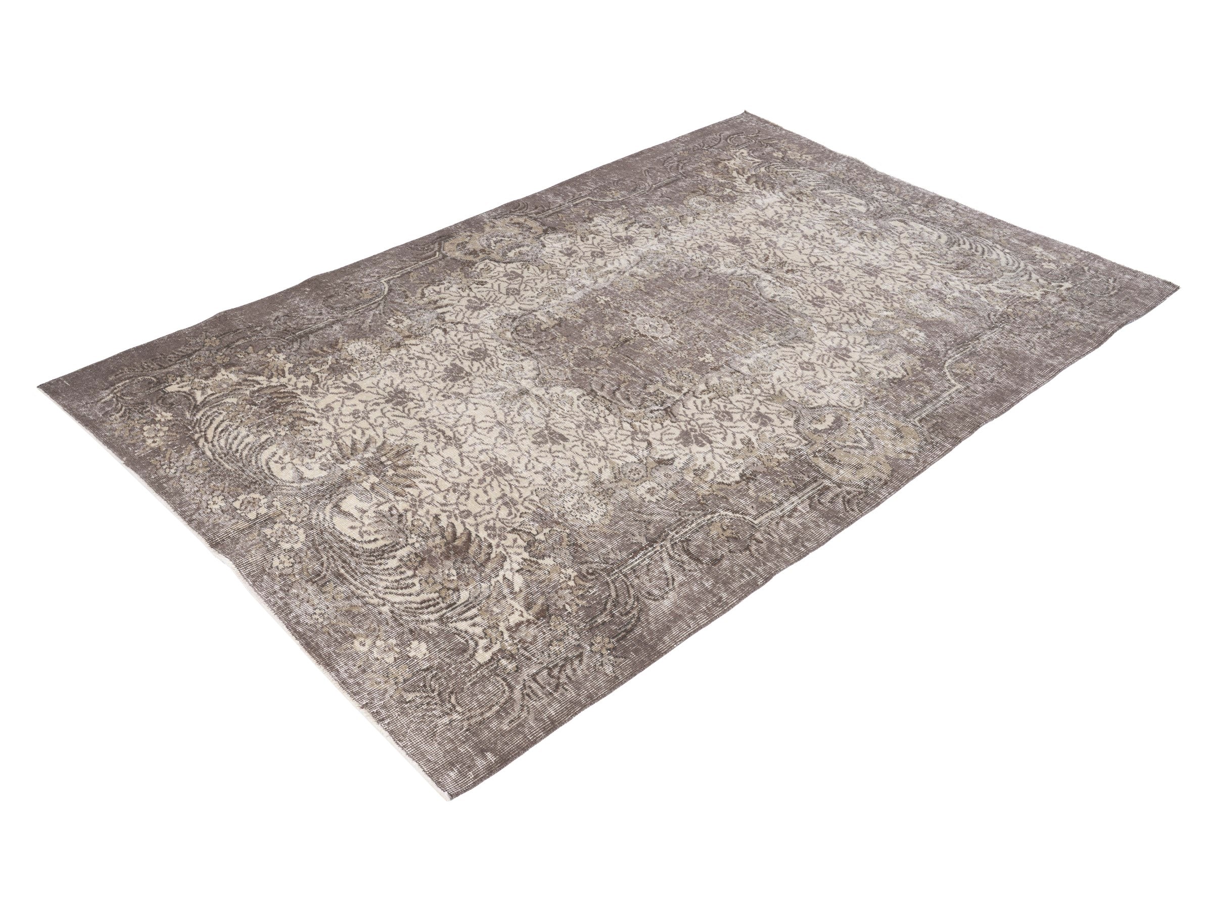 Turkish Isparta area rug in cream and greige, view 3 of 9