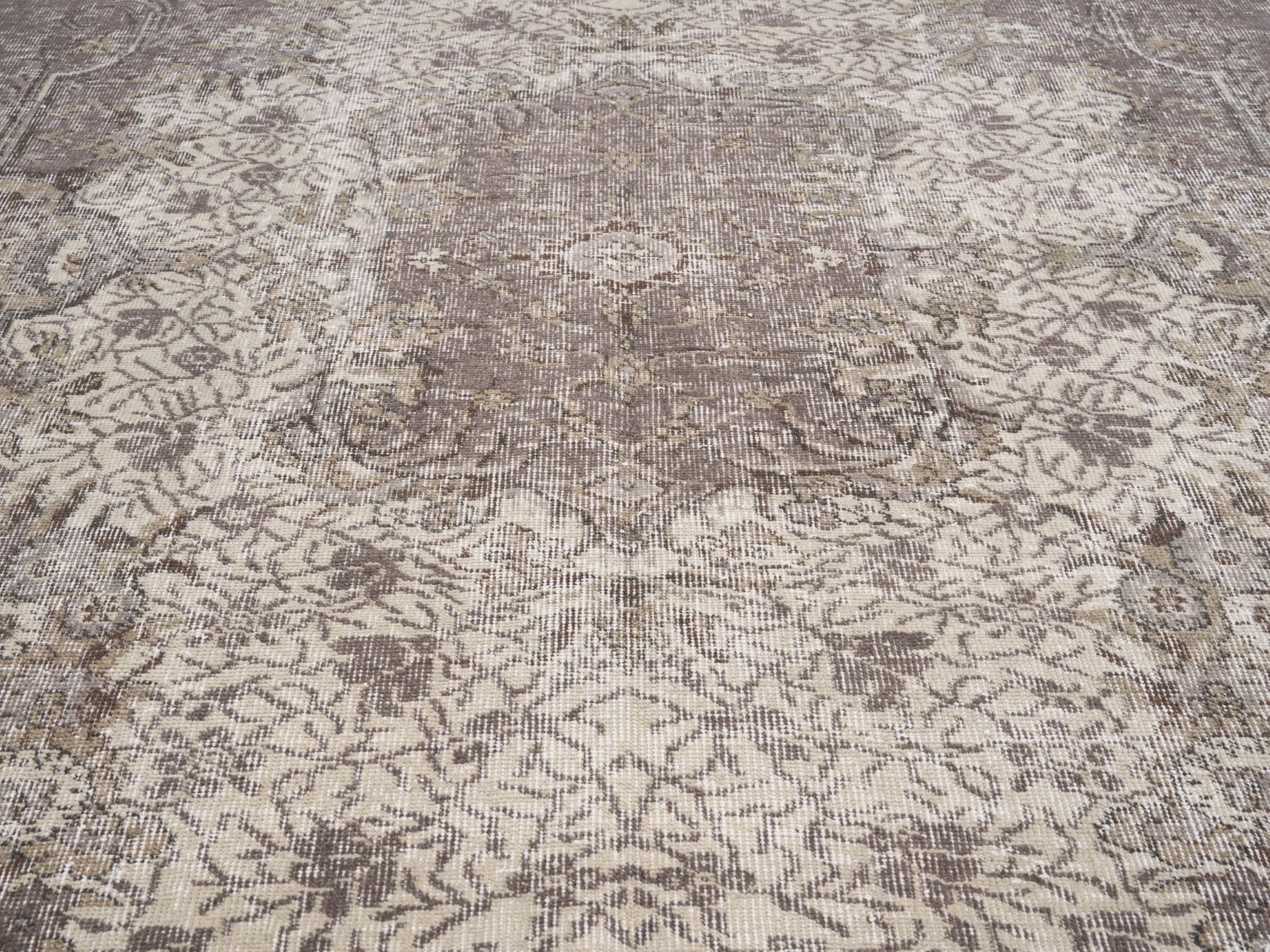 Turkish Isparta area rug in cream and greige, view 4 of 9
