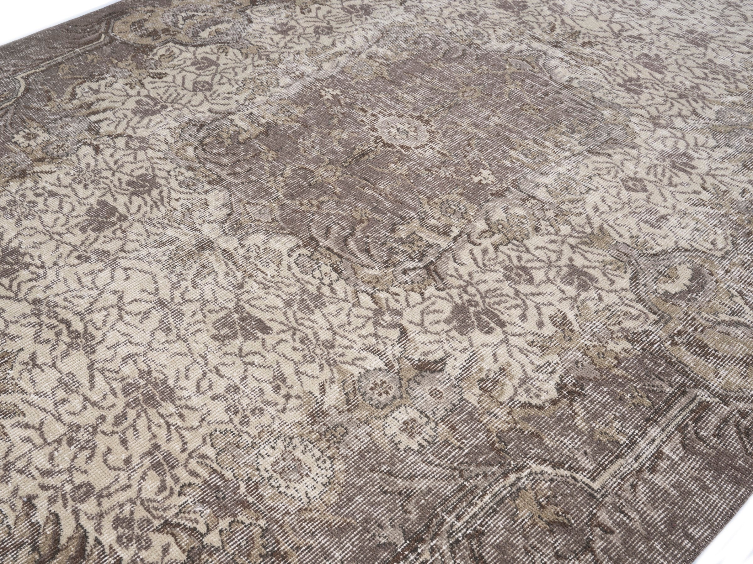 Turkish Isparta area rug in cream and greige, view 5 of 9