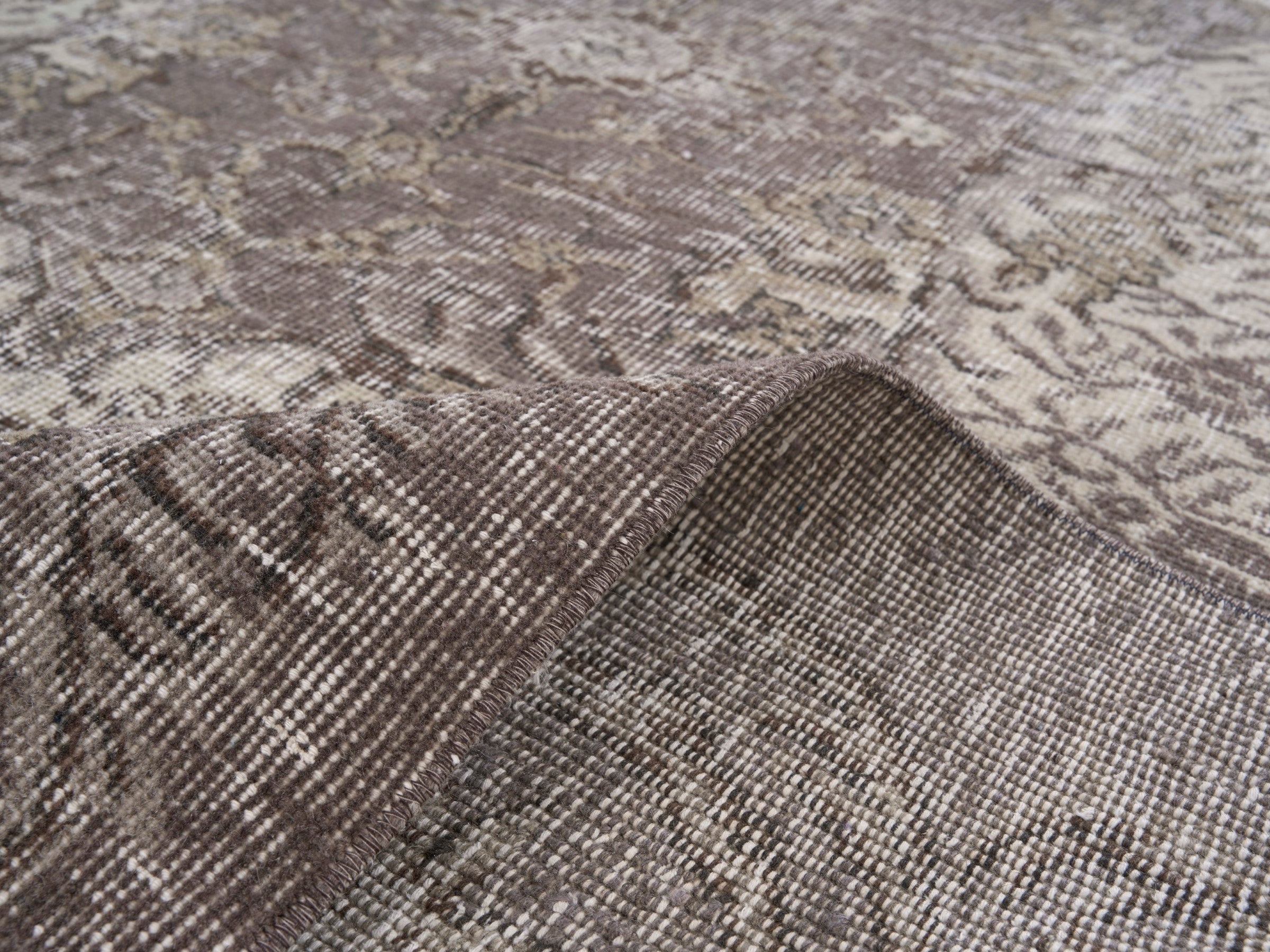 Turkish Isparta area rug in cream and greige, view 8 of 9